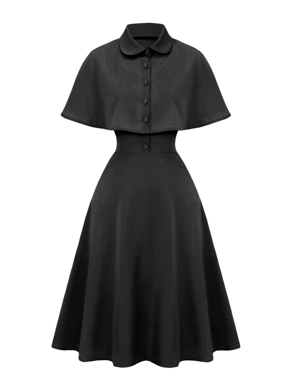 1950er Solide Revers Umhang Kleid - Image 8