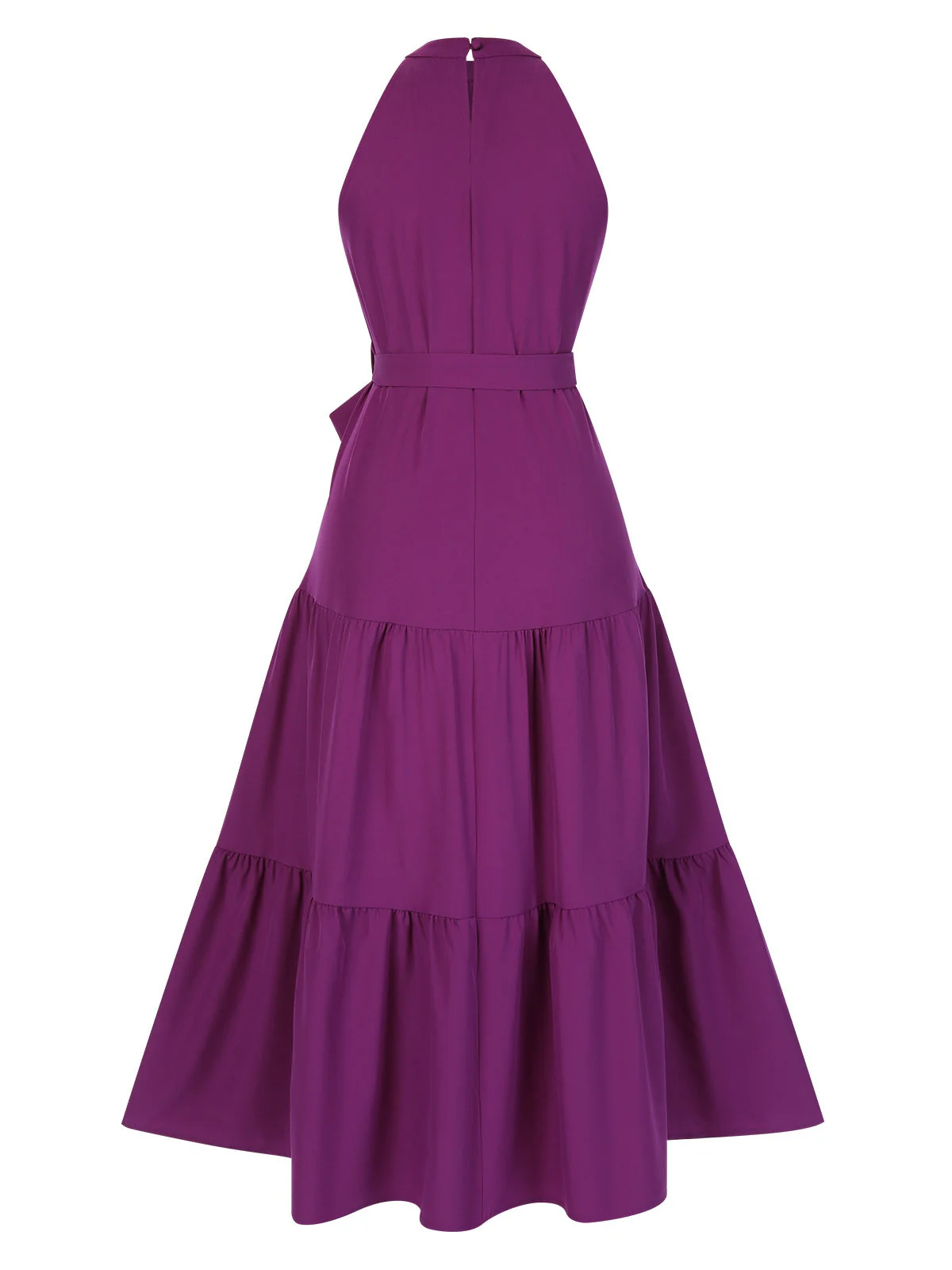 1950er Solide Rundhals Halter Stufenkleid - Image 3