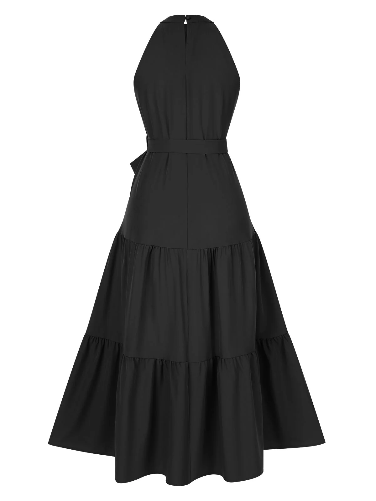 1950er Solide Rundhals Halter Stufenkleid - Image 6