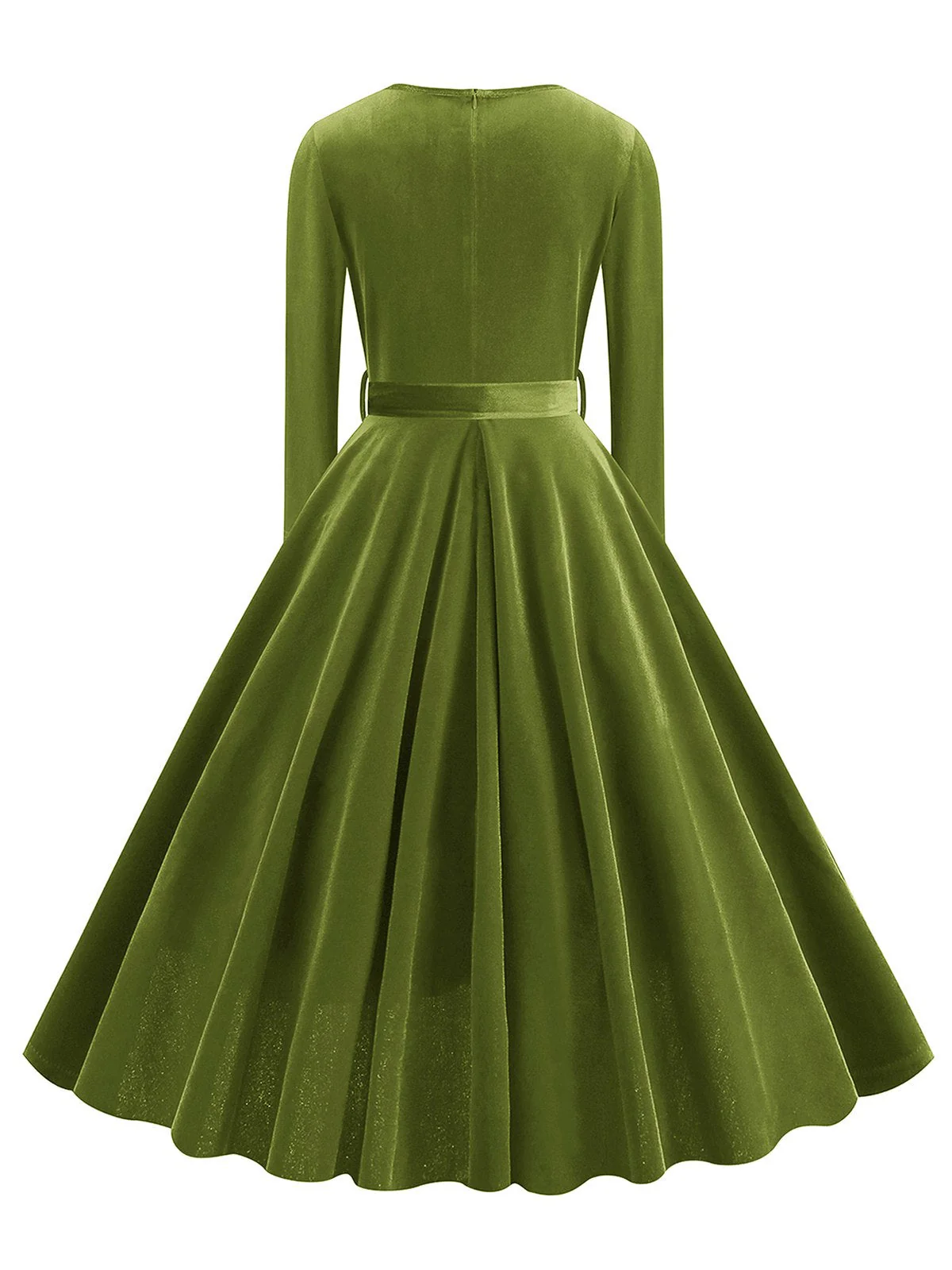 1950er Solide Samt V-Ausschnitt Swing Kleid - Image 10