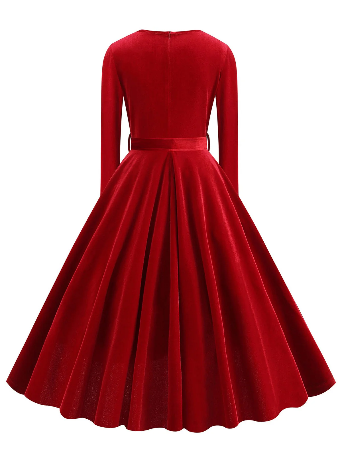 1950er Solide Samt V-Ausschnitt Swing Kleid - Image 5