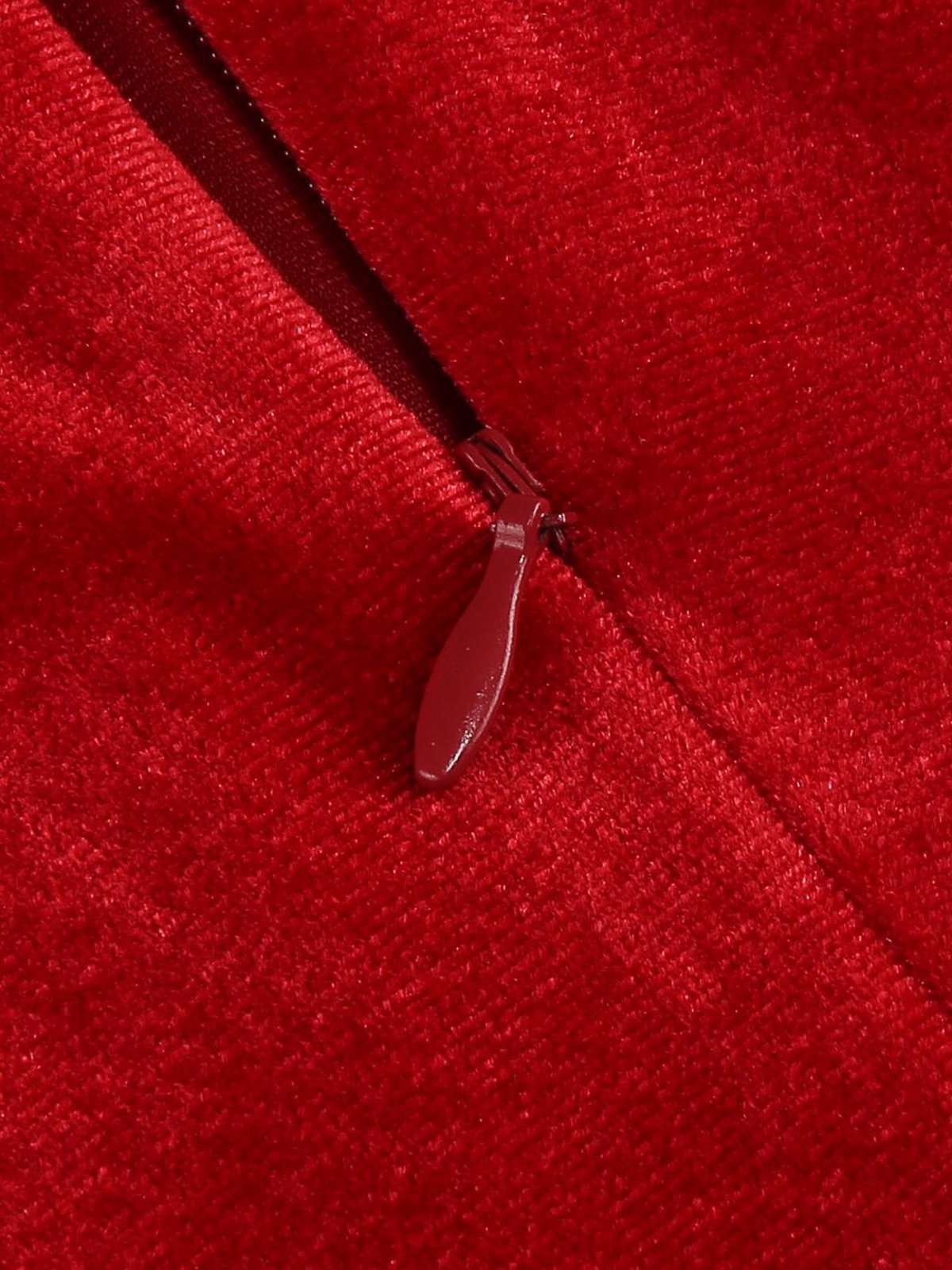 1950er Solide Samt V-Ausschnitt Swing Kleid - Image 7