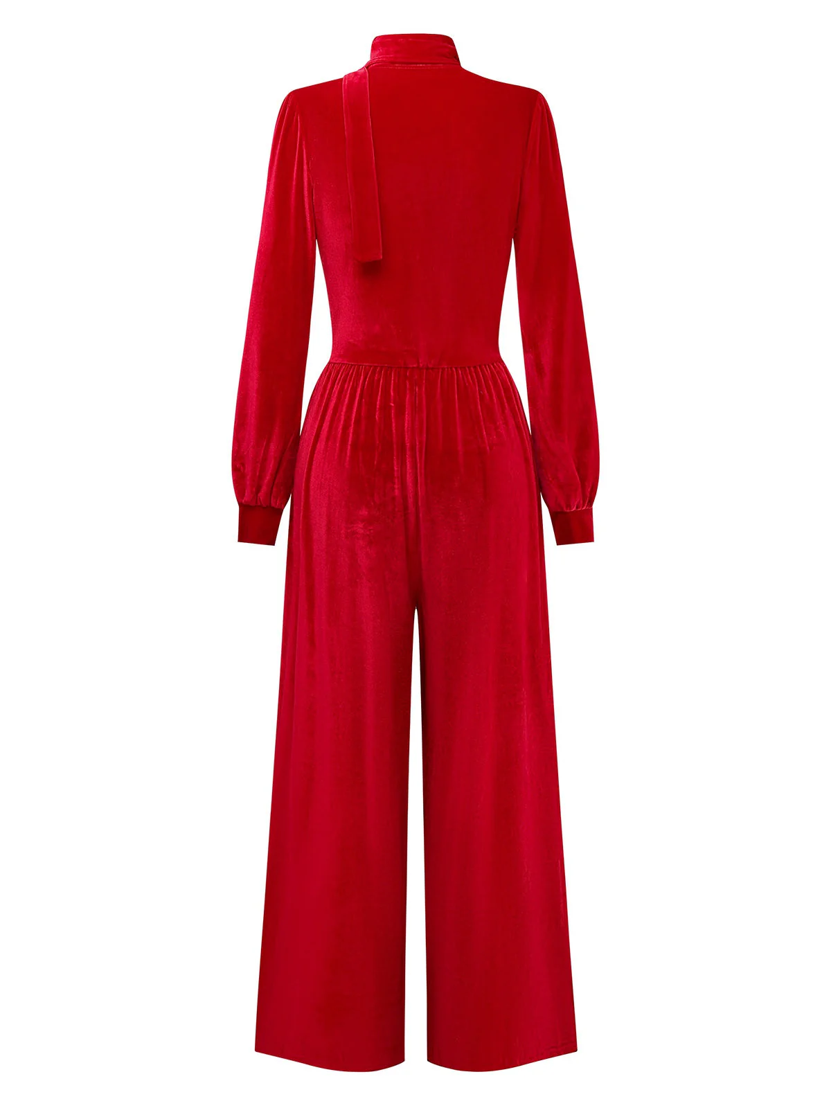 1950er Solide Schlüsselloch Hoher Hals Samt Jumpsuit - Image 3