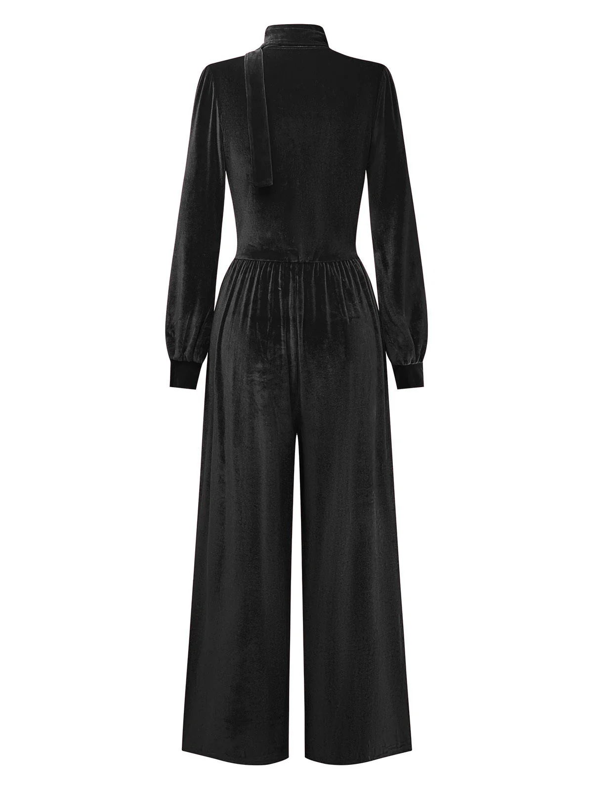 1950er Solide Schlüsselloch Hoher Hals Samt Jumpsuit - Image 8