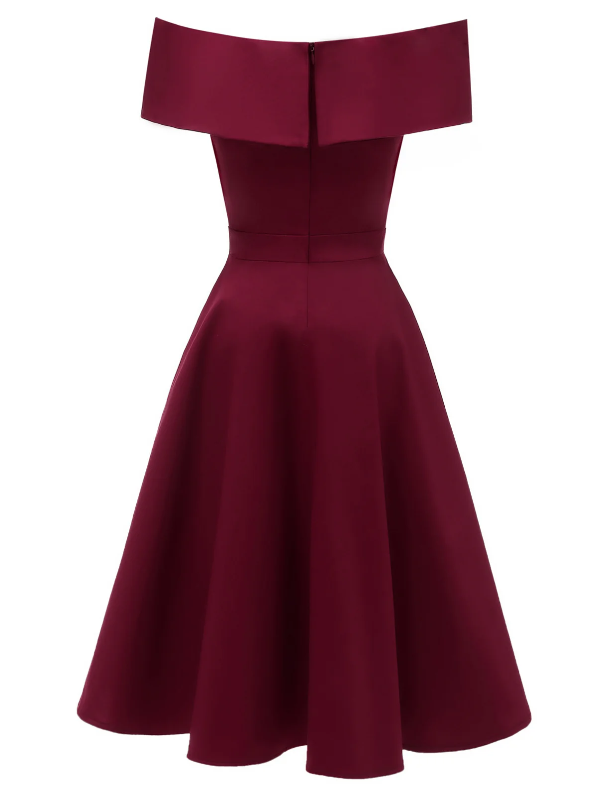 Schwarz 1950er Solide Schulterfrei Swing Kleid - Image 8