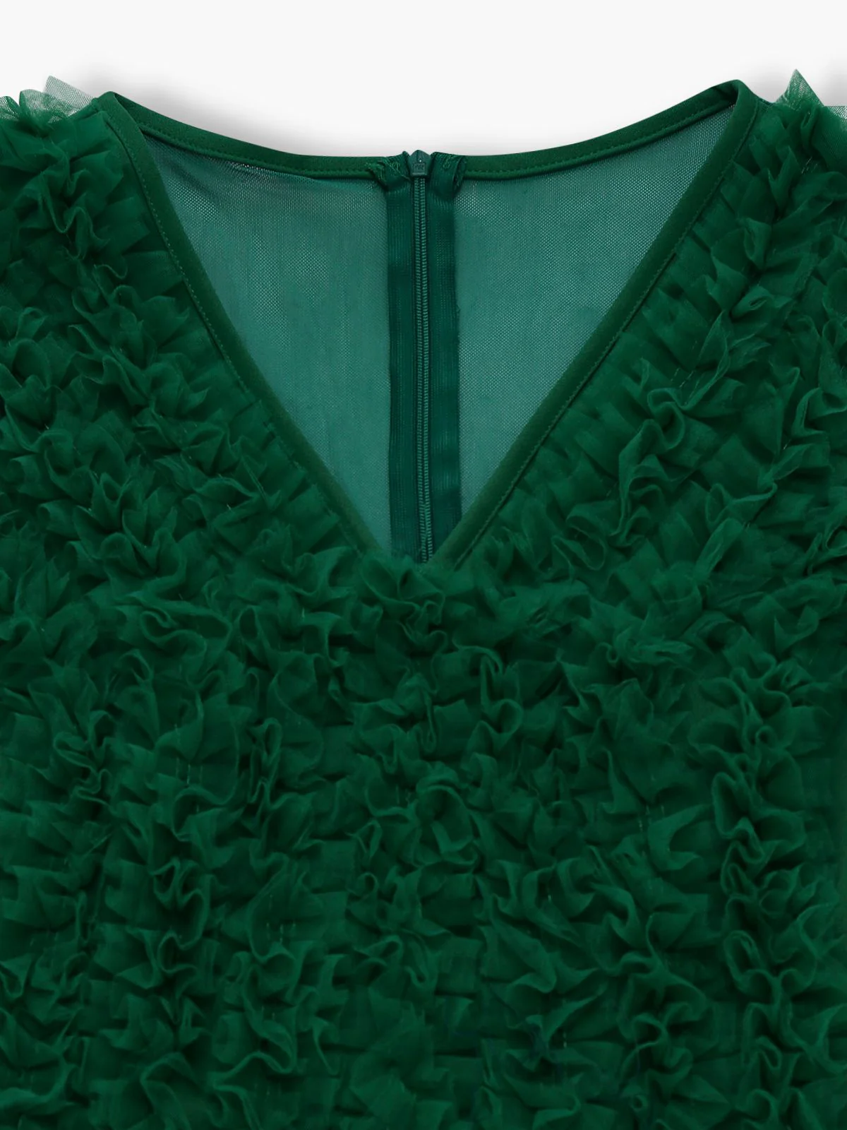 1950er Solide Tiefer V-Ausschnitt Rüschen Durchsichtige Ärmel Jumpsuit - Image 4