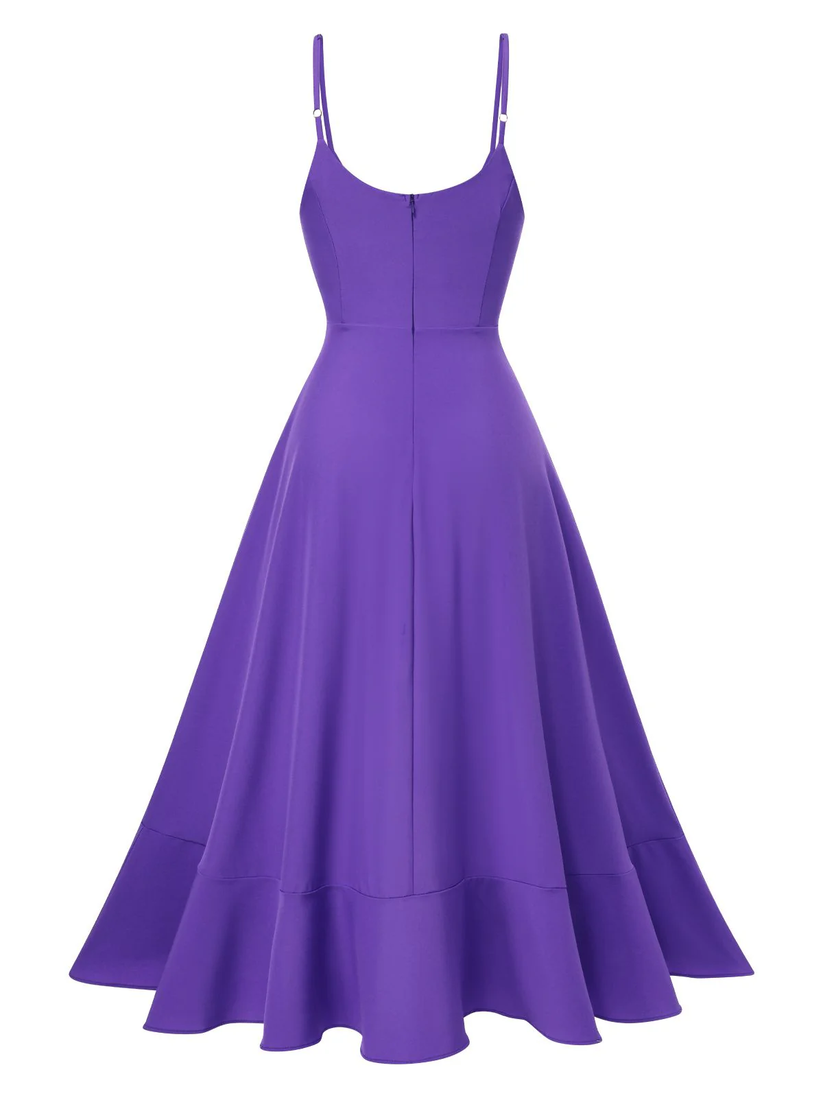 1950er Solide Unregelmäßiger Saum Spaghetti Träger Kleid - Image 5