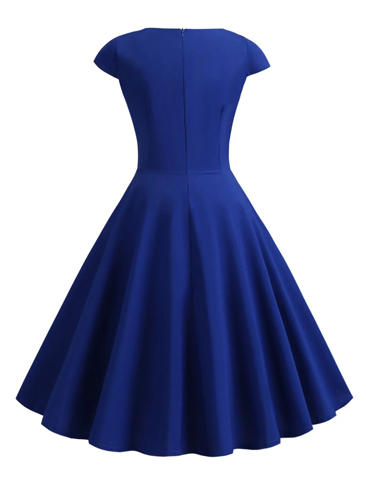 Tiefrot 1950er Solides Herzausschnitt Kurzärmeliges Kleid - Image 6