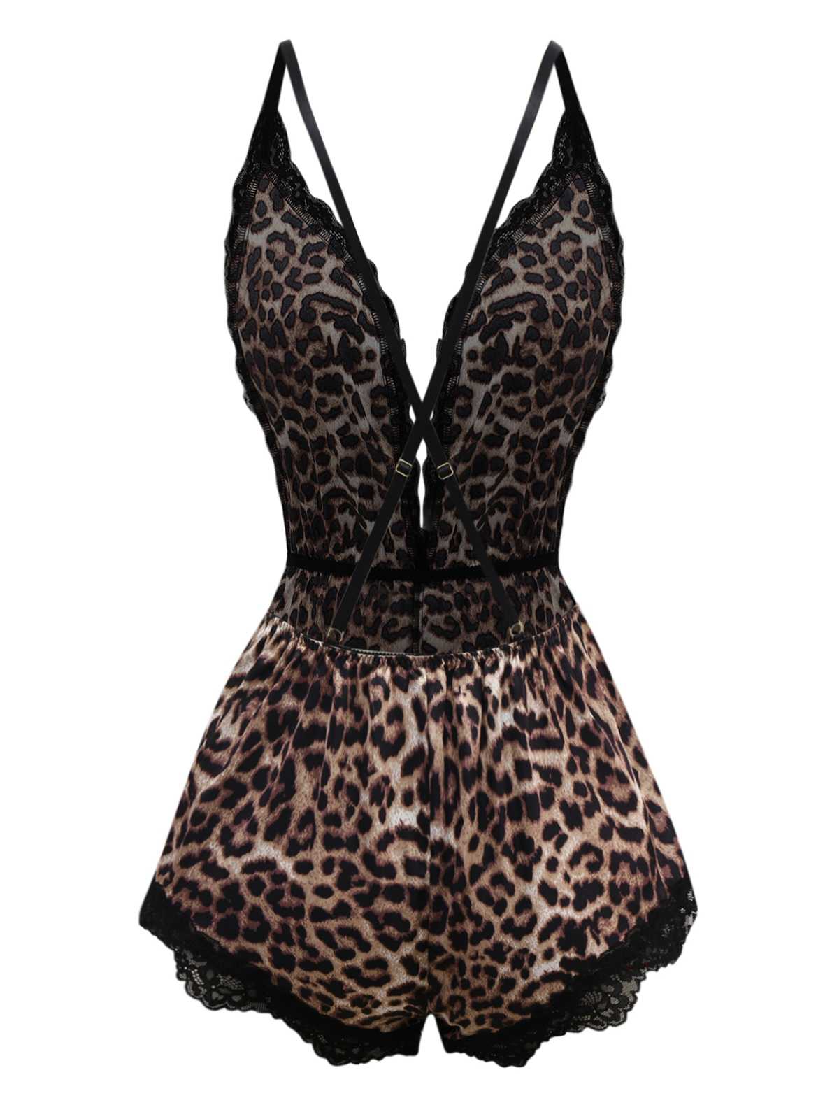 1950er Spaghetti Träger Leopard Spitze Nachtwäsche - Image 2