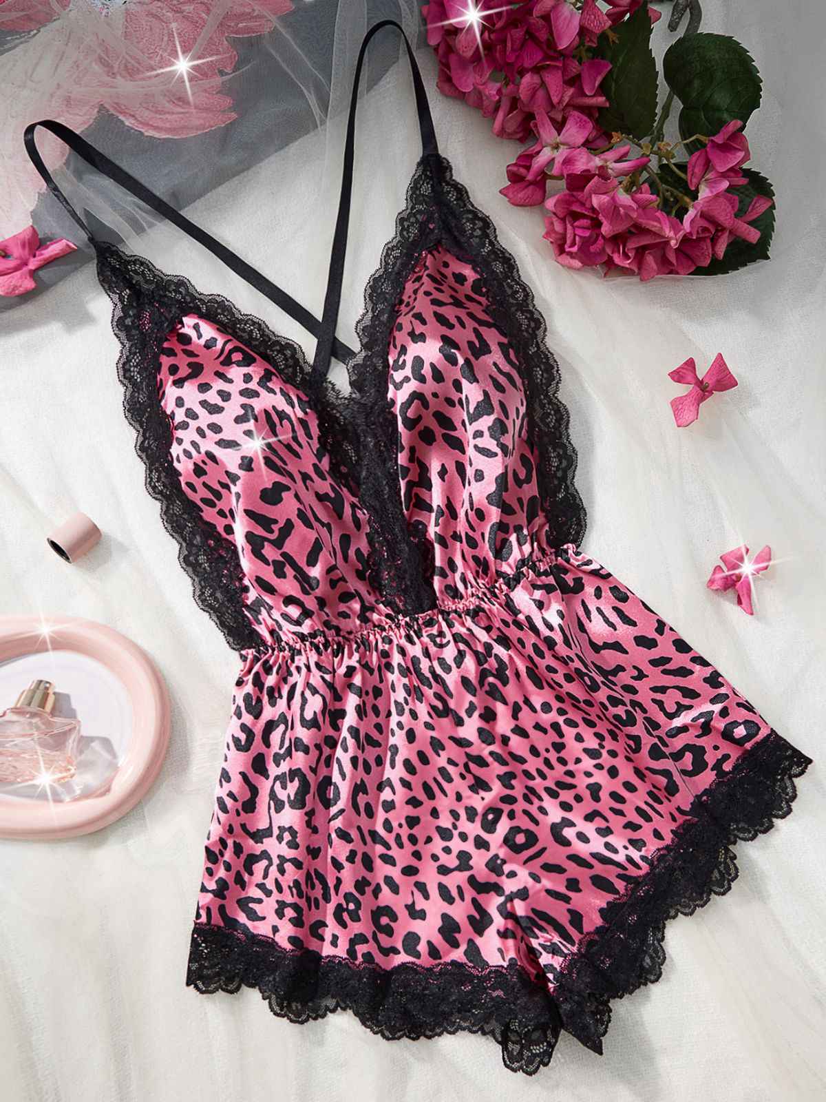 1950er Spaghetti Träger Leopard Spitze Nachtwäsche - Image 6