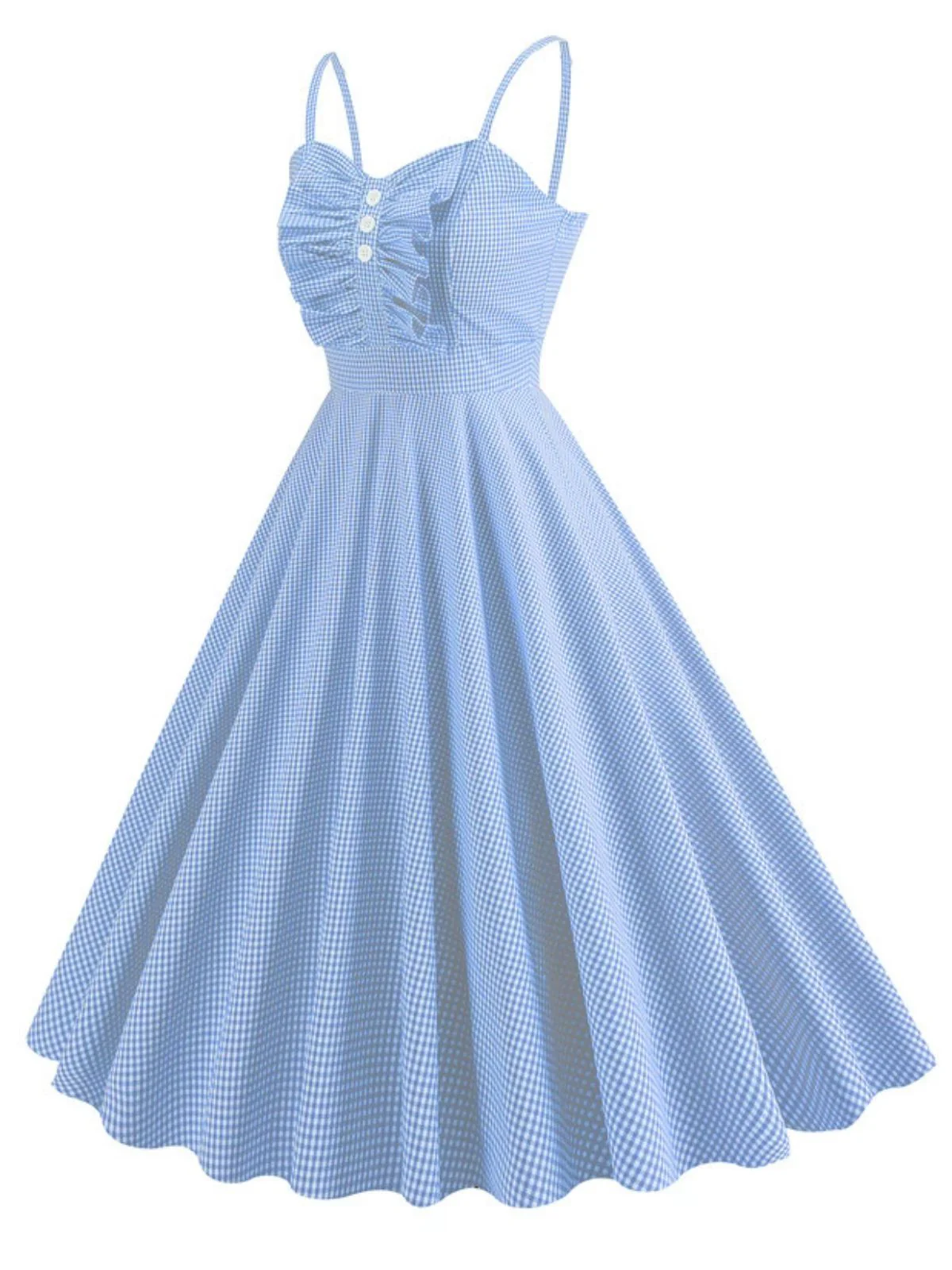1950er Spaghetti Träger Plaids Tasten Swing Kleid - Image 2