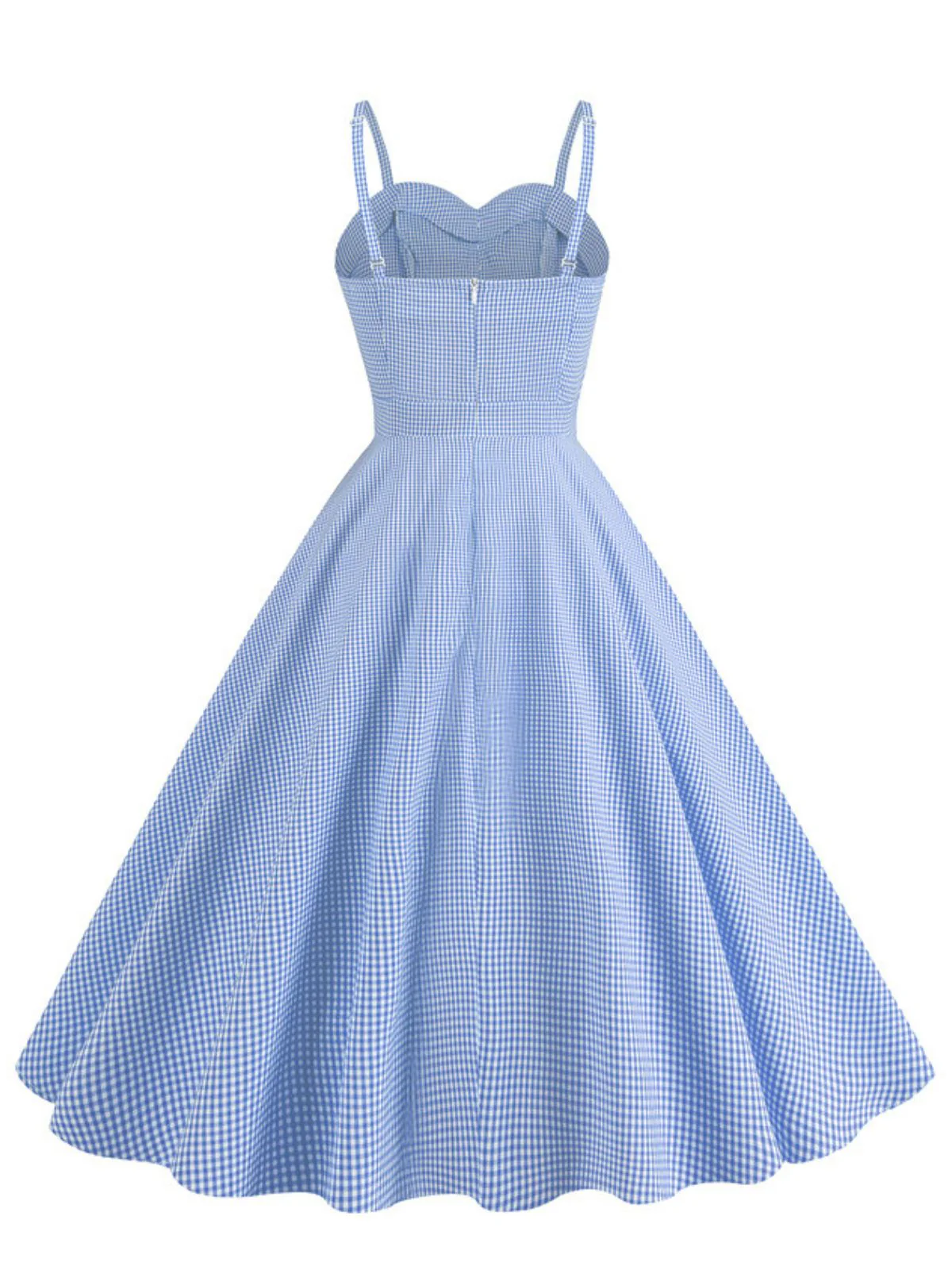 1950er Spaghetti Träger Plaids Tasten Swing Kleid - Image 3
