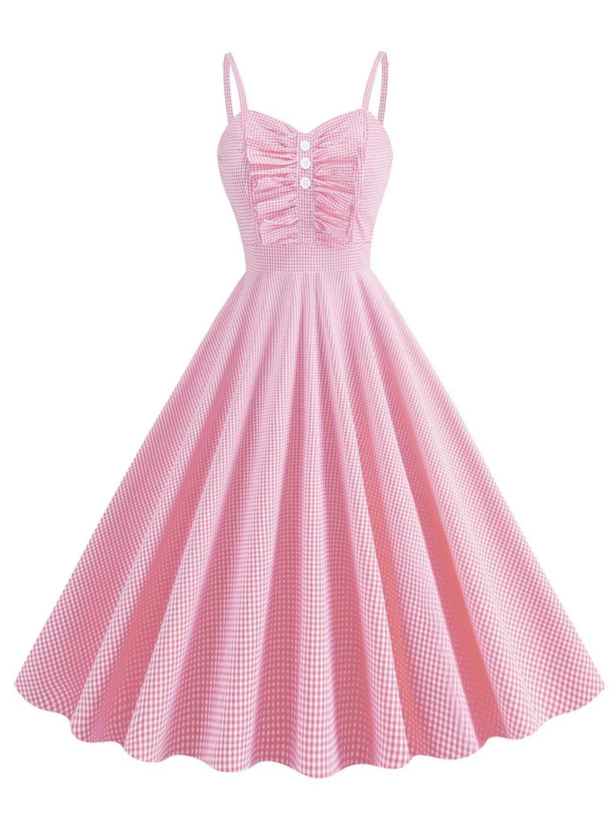 1950er Spaghetti Träger Plaids Tasten Swing Kleid - Image 4