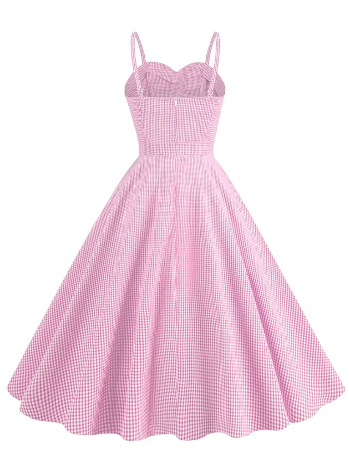 1950er Spaghetti Träger Plaids Tasten Swing Kleid - Image 6