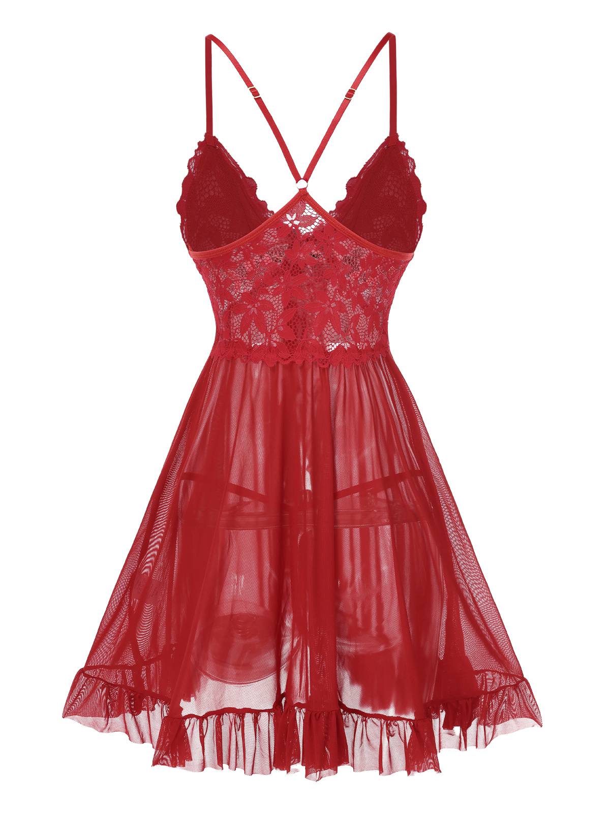 1950er Spaghetti Träger Spitze Transparent Nachthemd - Image 2