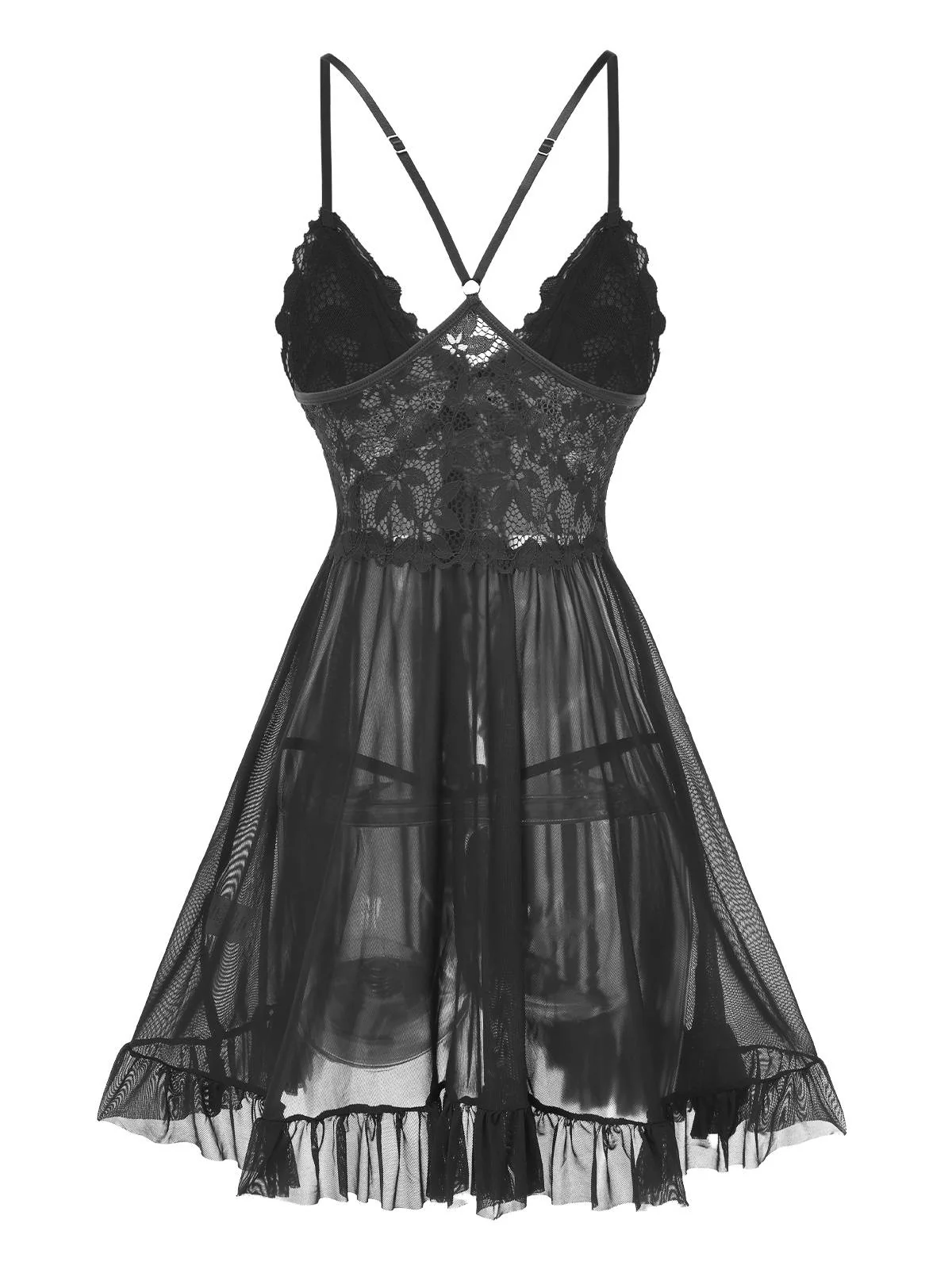 1950er Spaghetti Träger Spitze Transparent Nachthemd - Image 5