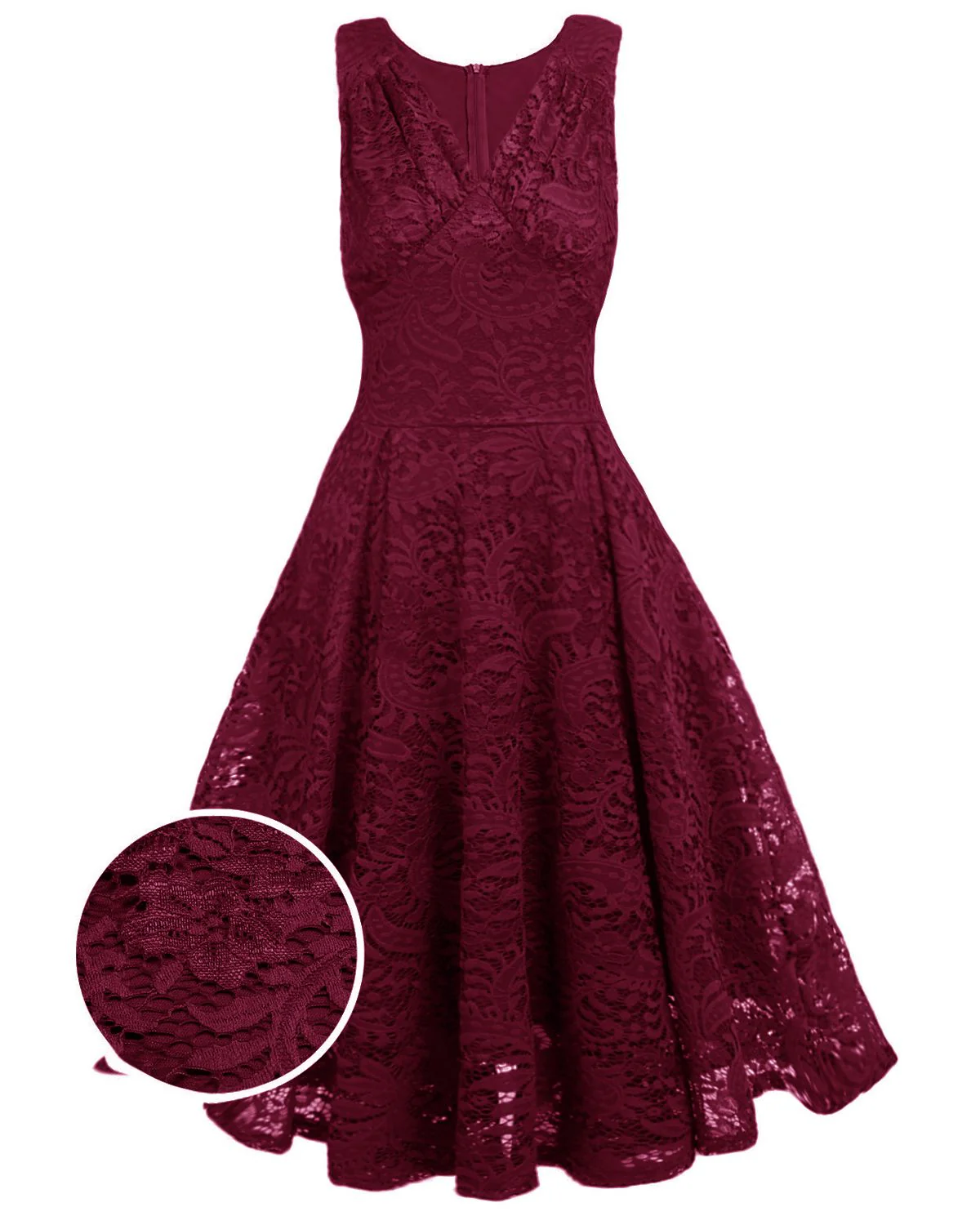 Rosa 1950ER SPITZE BLUMEN SWING KLEID - Image 11