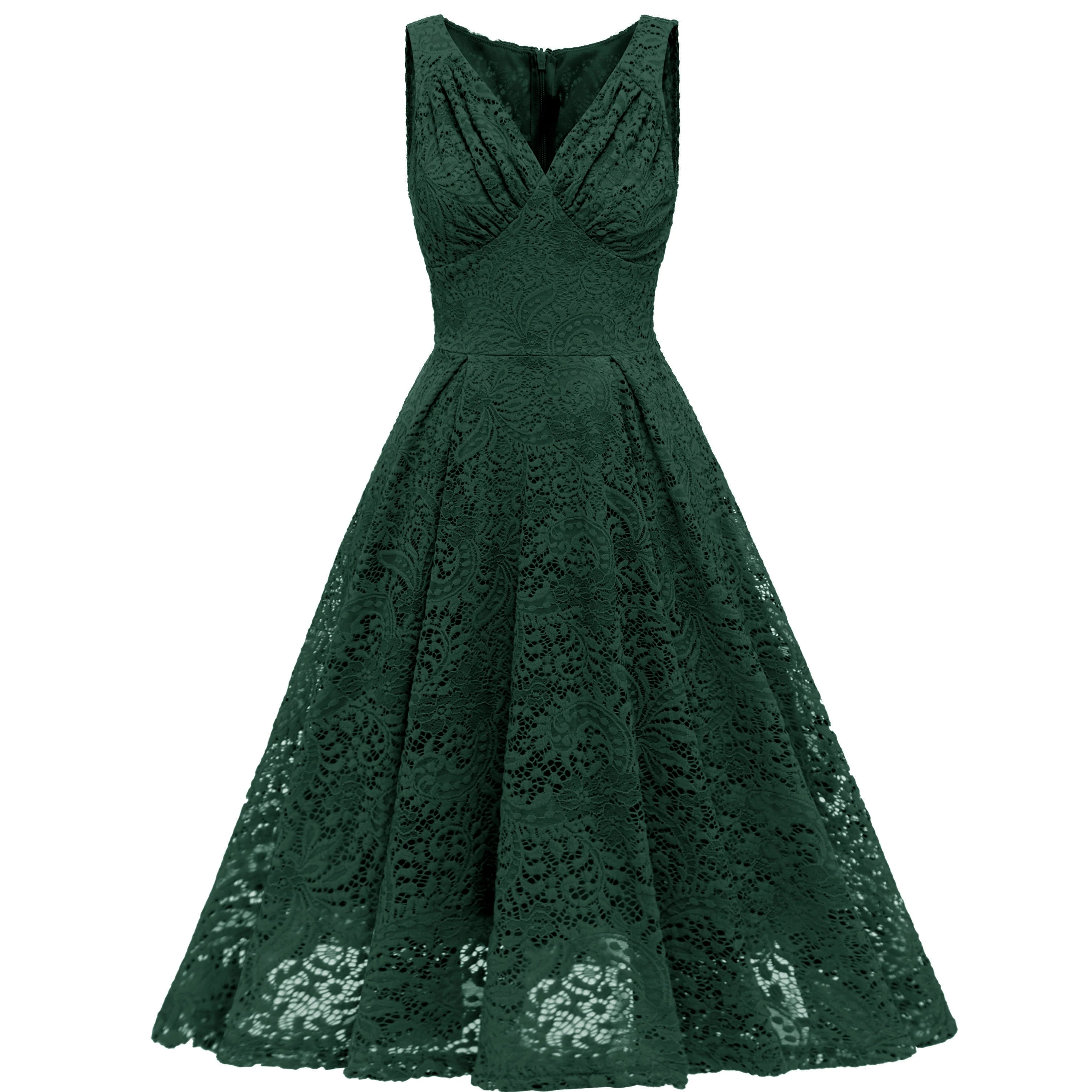Rosa 1950ER SPITZE BLUMEN SWING KLEID - Image 25