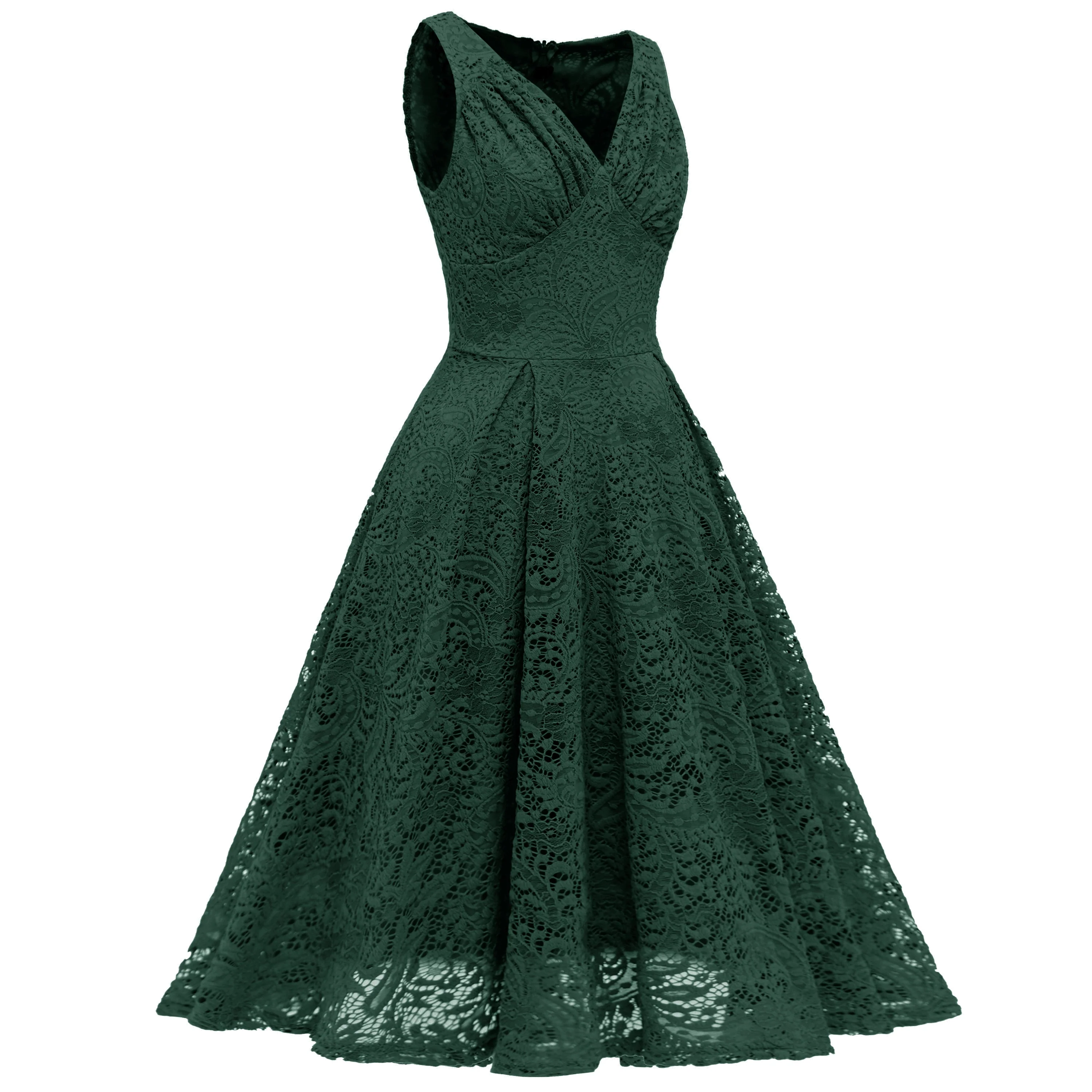 Rosa 1950ER SPITZE BLUMEN SWING KLEID - Image 26