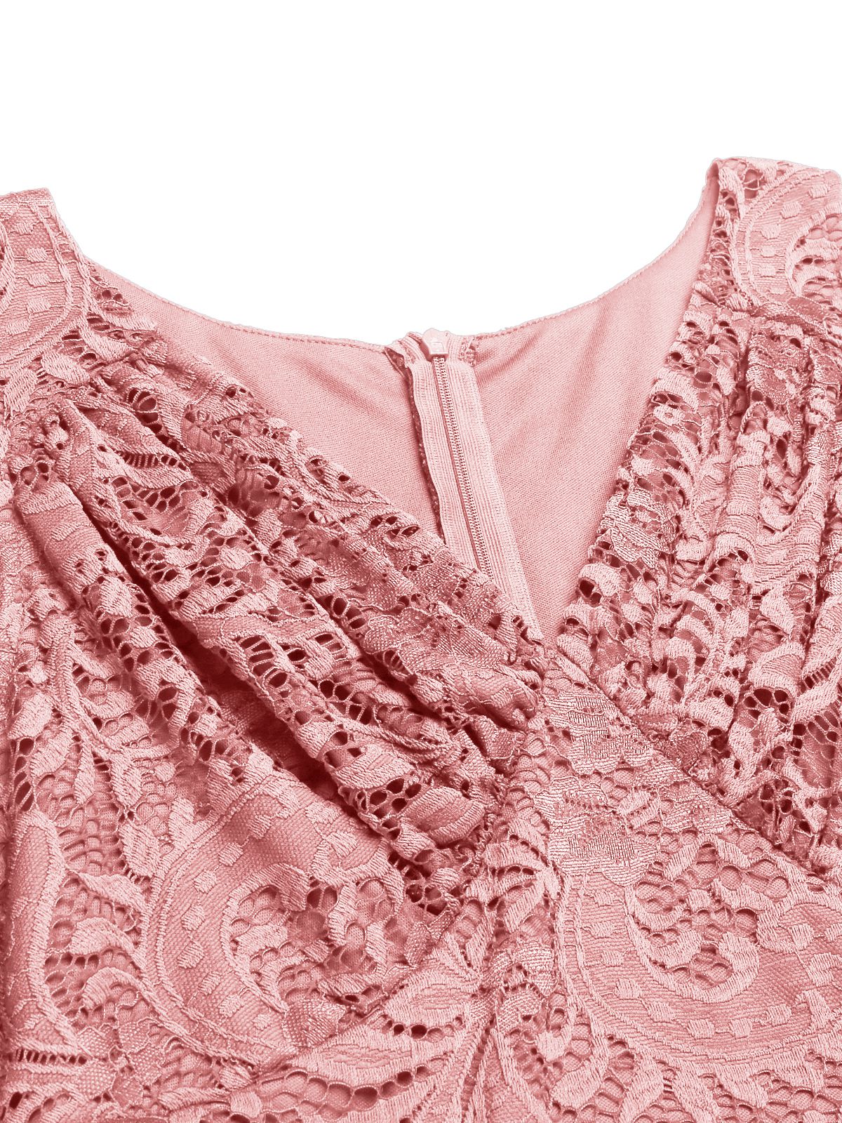 Rosa 1950ER SPITZE BLUMEN SWING KLEID - Image 6