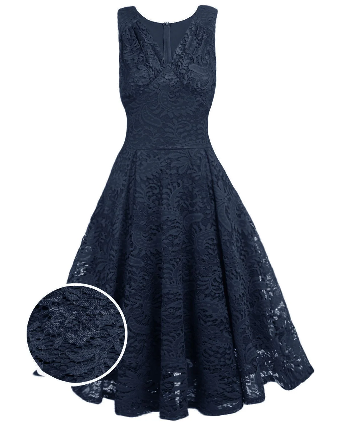 Rosa 1950ER SPITZE BLUMEN SWING KLEID - Image 8