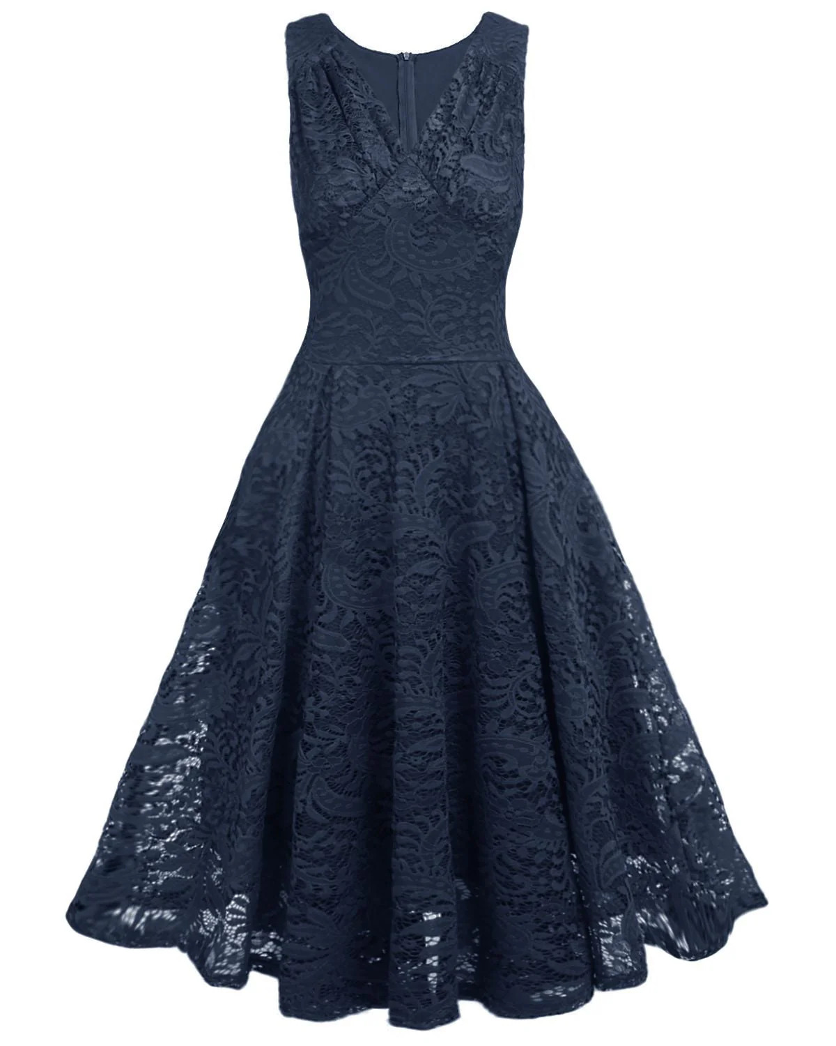 Rosa 1950ER SPITZE BLUMEN SWING KLEID - Image 9