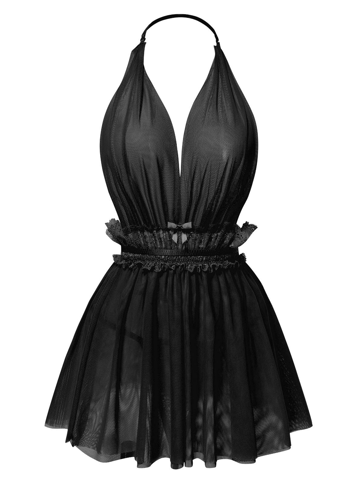 1950er Spitze Netz Tief V-Ausschnitt Halter Nachthemd - Image 3