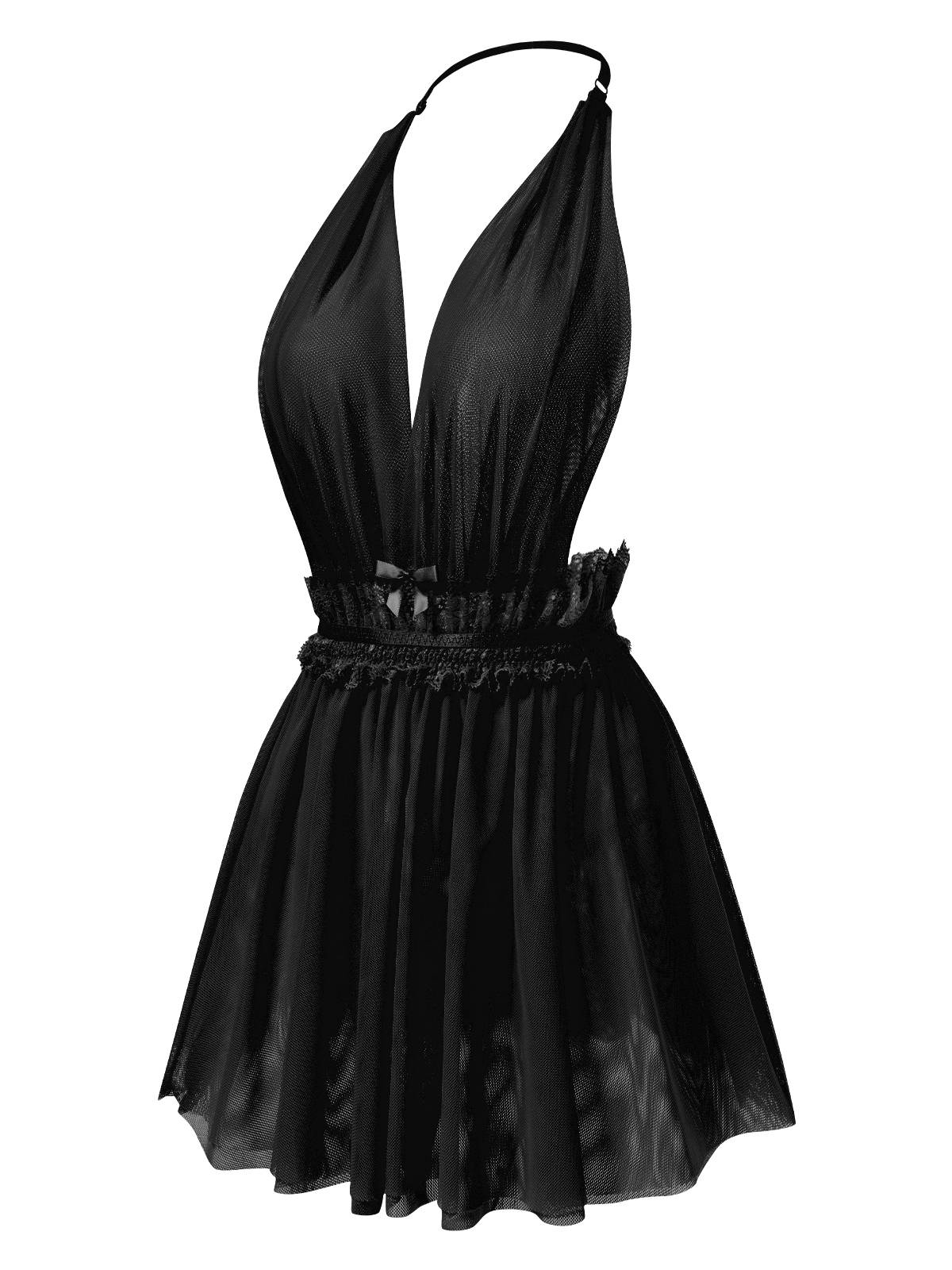 1950er Spitze Netz Tief V-Ausschnitt Halter Nachthemd - Image 4