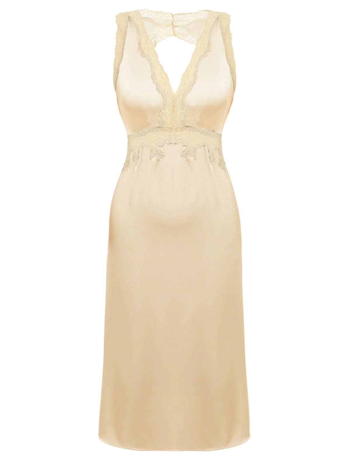 1950er Spitze Rückenfrei V-Ausschnitt Satin Nachtwäsche - Image 5
