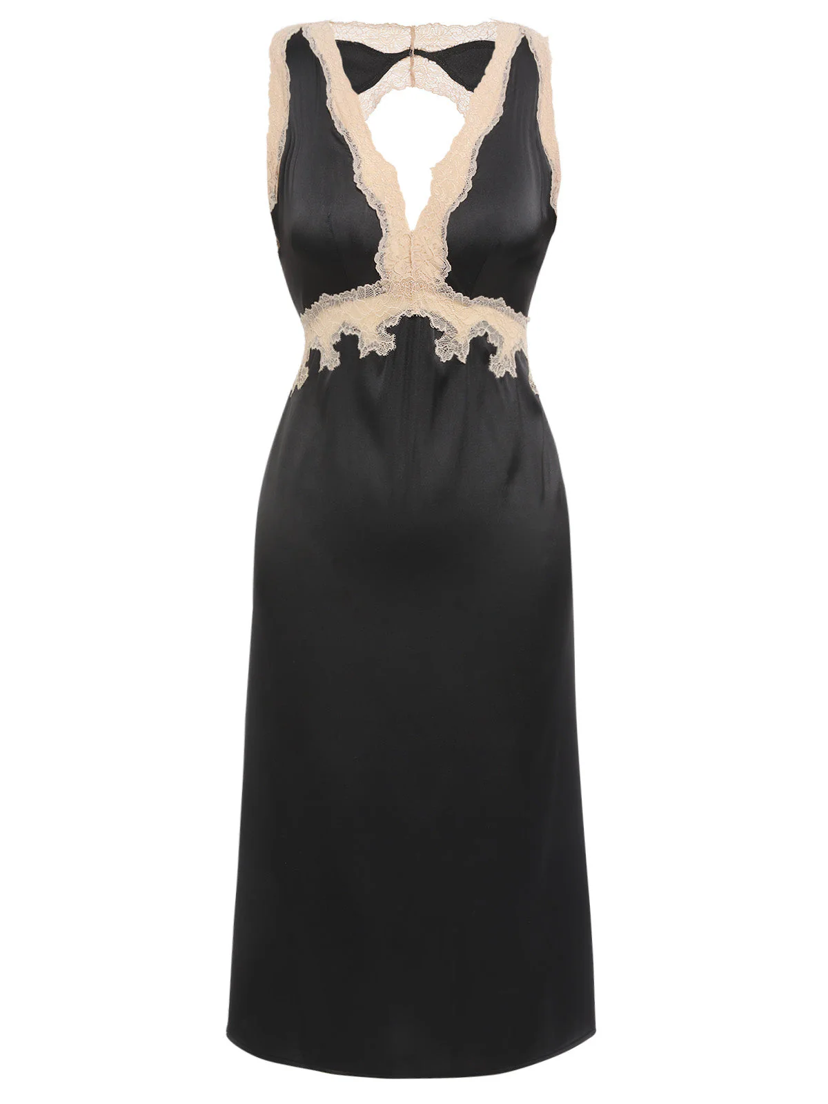 1950er Spitze Rückenfrei V-Ausschnitt Satin Nachtwäsche - Image 7