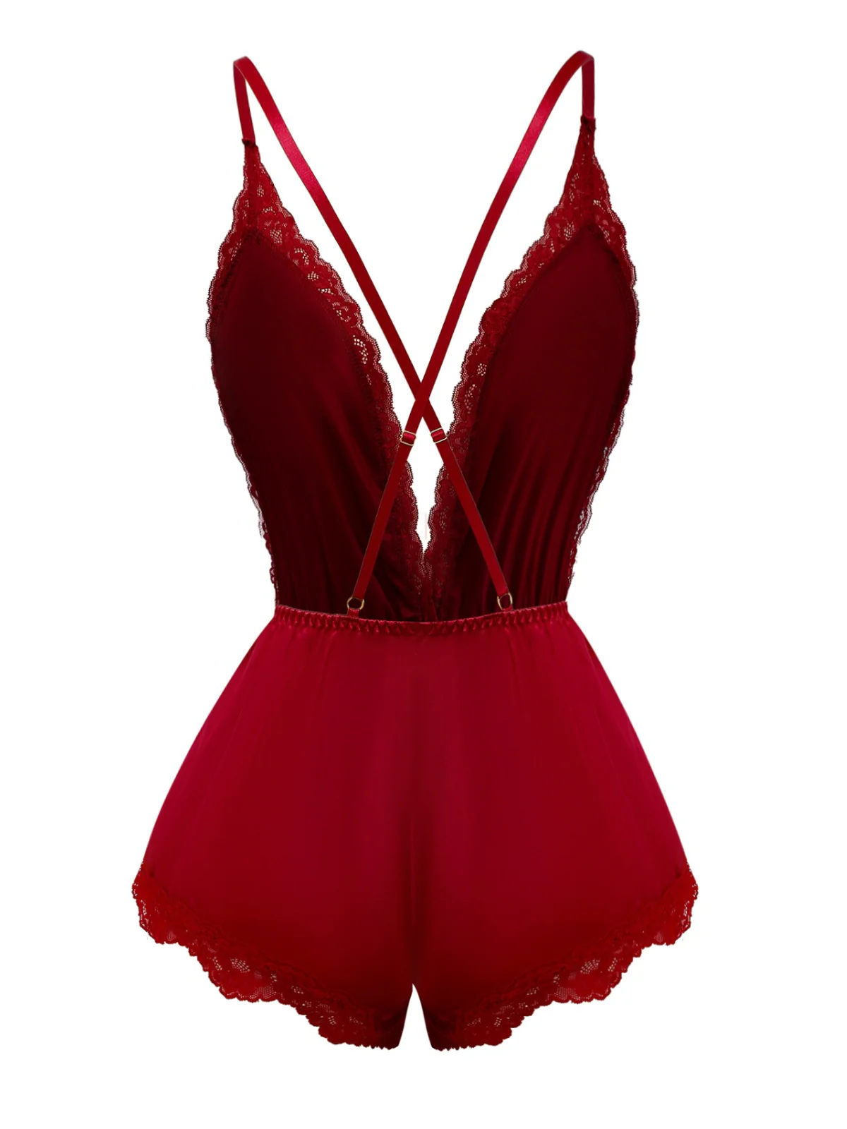 1950er Spitze Satin Tief V Rückenfrei Schlafen Romper - Image 2