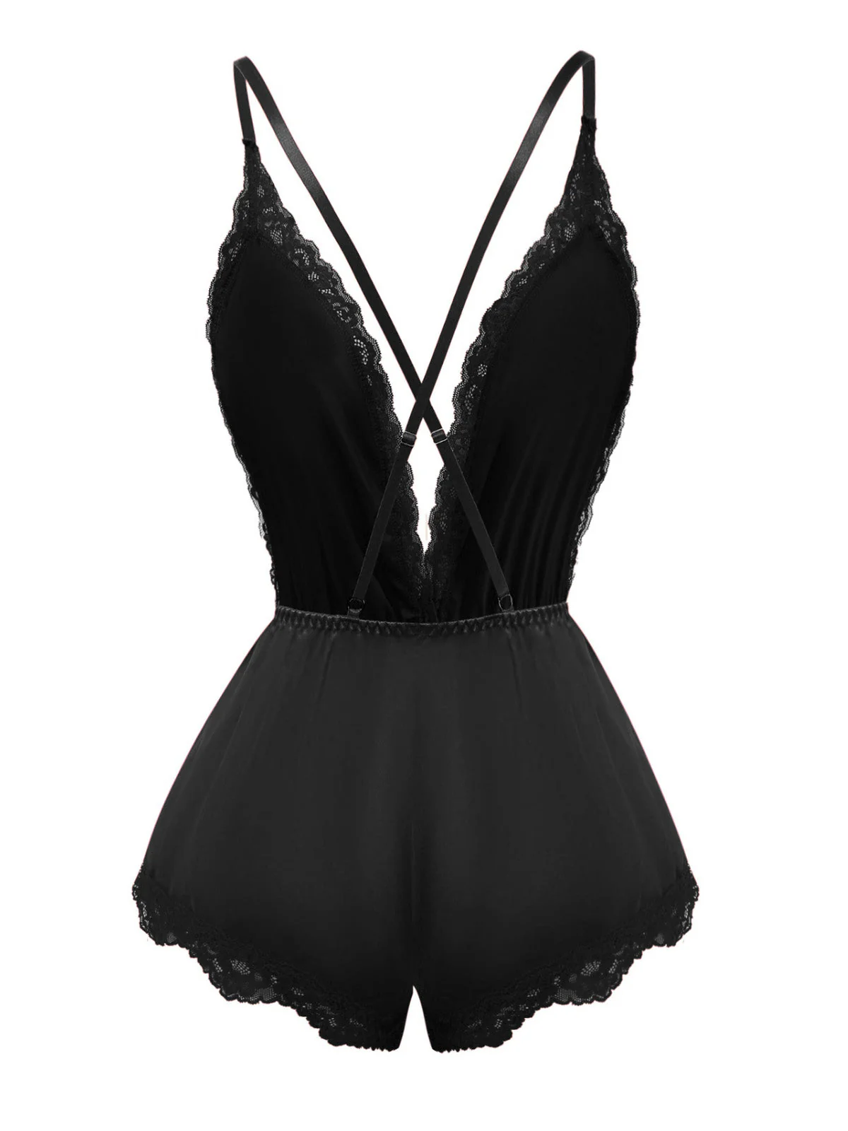 1950er Spitze Satin Tief V Rückenfrei Schlafen Romper - Image 7