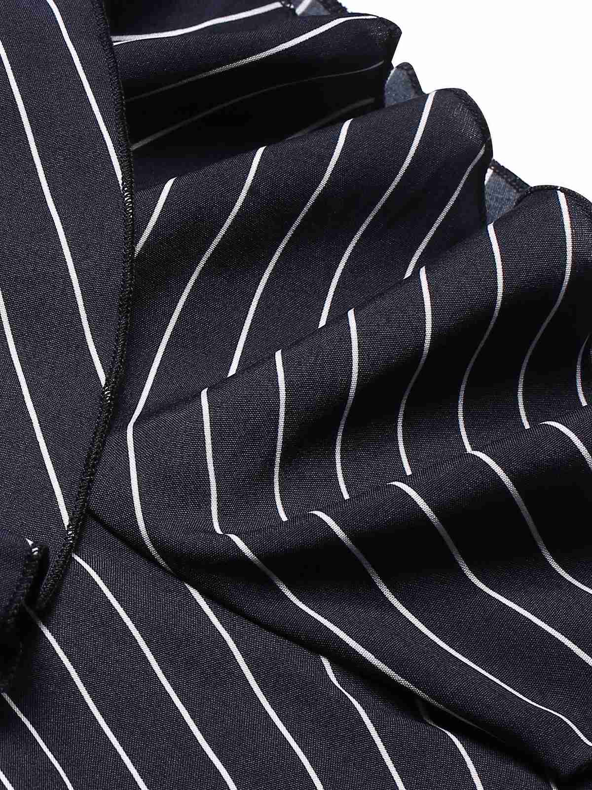 1950er Streifen Schräge Schulter Rüsche Jumpsuit - Image 4