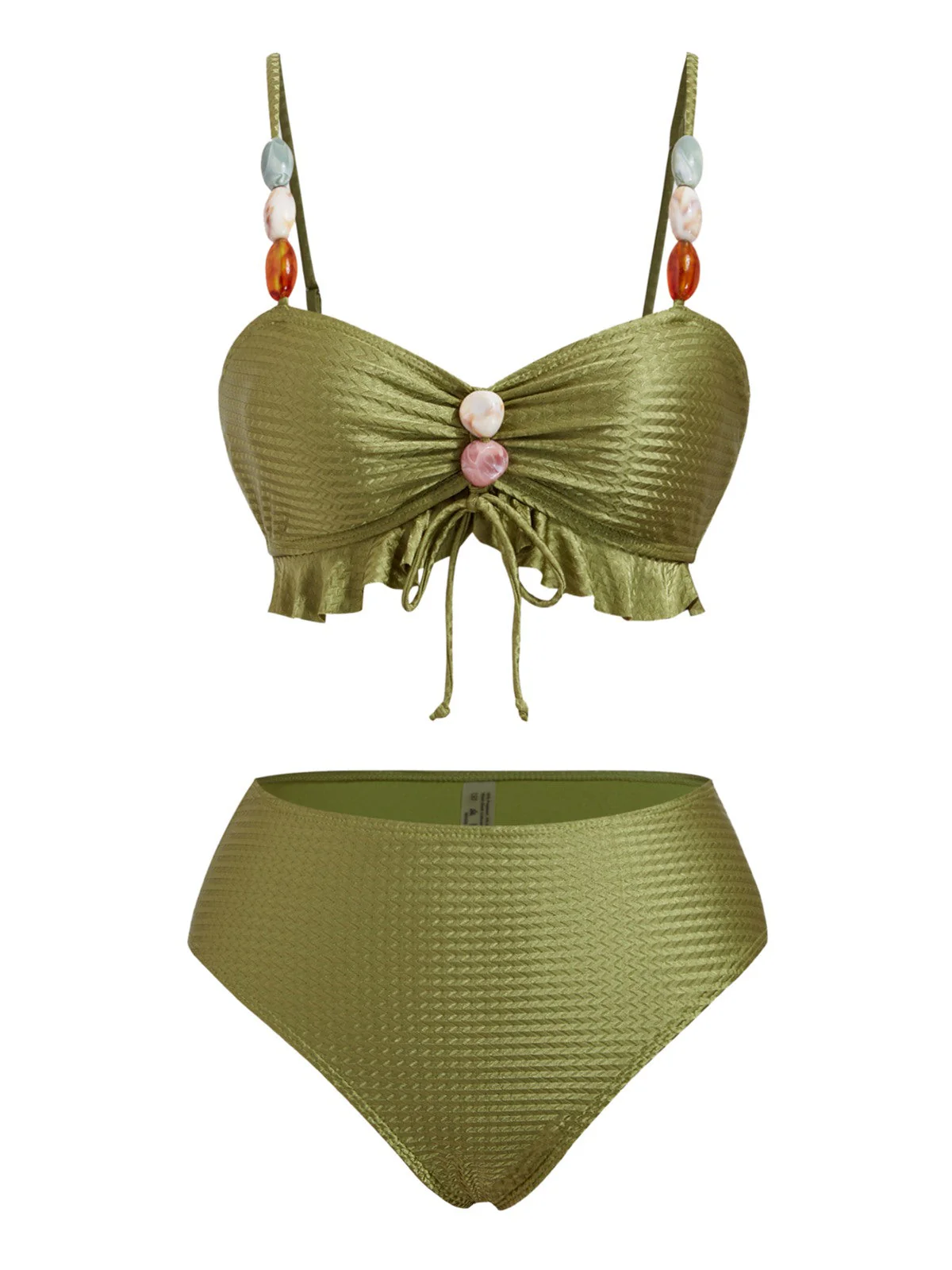 1950er Strukturiert Stoff Farbig Steine Bikini Set - Image 10