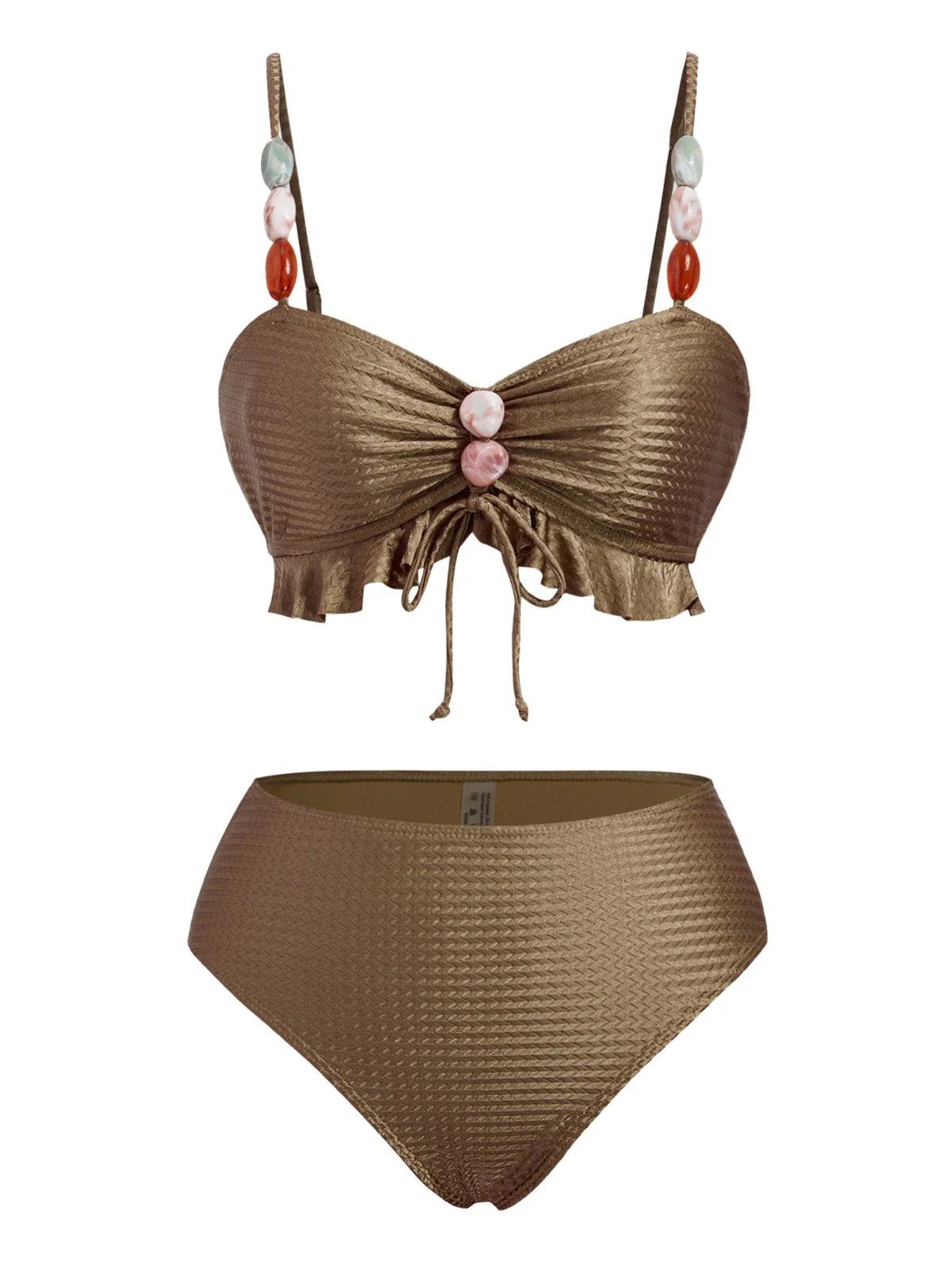 1950er Strukturiert Stoff Farbig Steine Bikini Set - Image 4