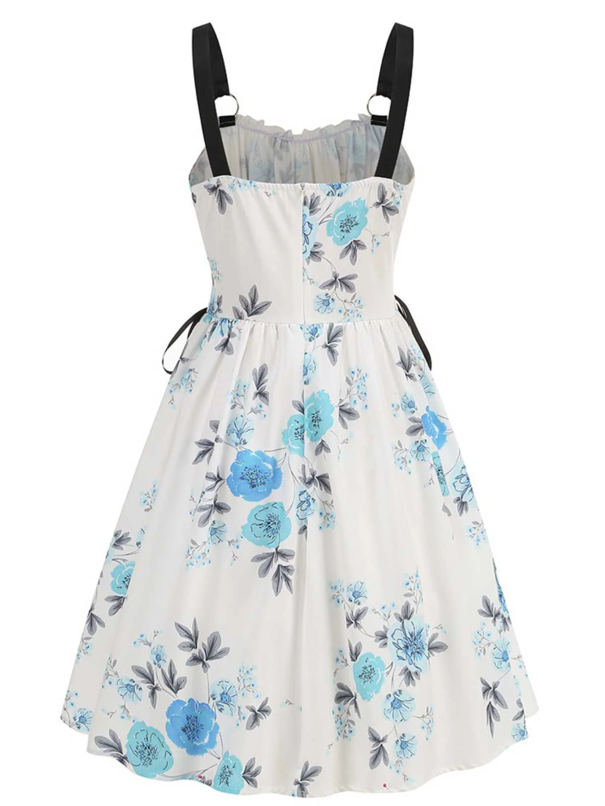1950er Träger Blumen Schmetterlinge Schnürung Korsett Kleid - Image 9