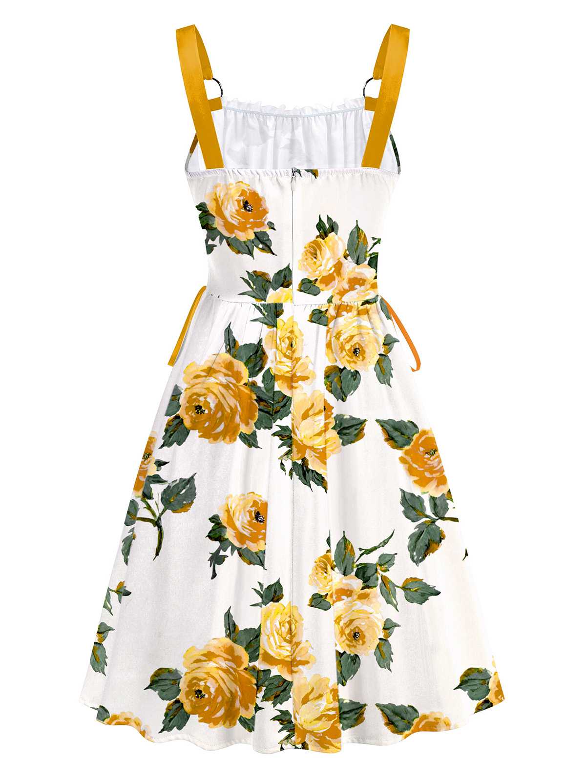 1950er Träger Blumen Schnürung Korsett Kleid - Image 11