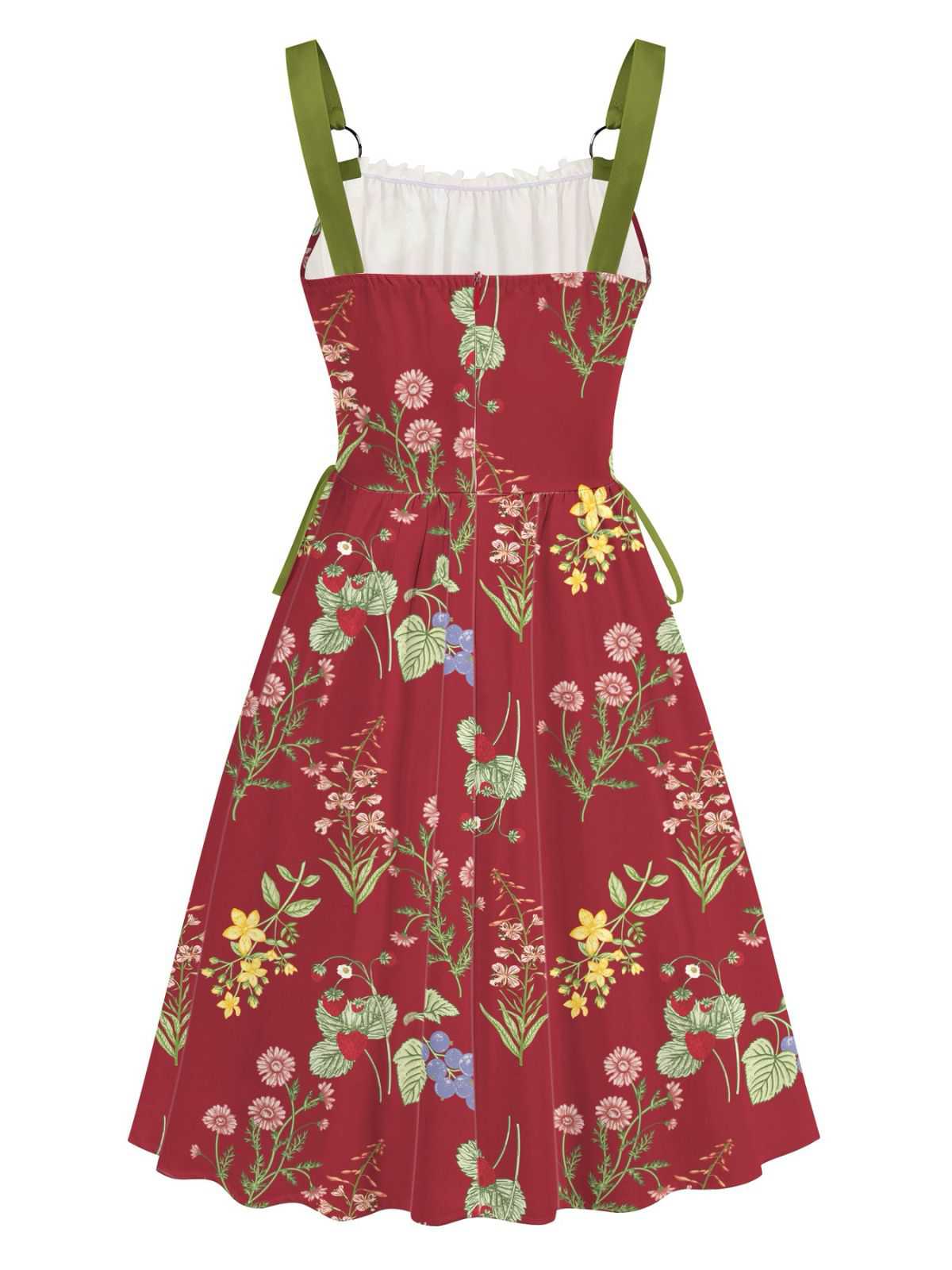 1950er Träger Blumen Schnürung Korsett Kleid - Image 13
