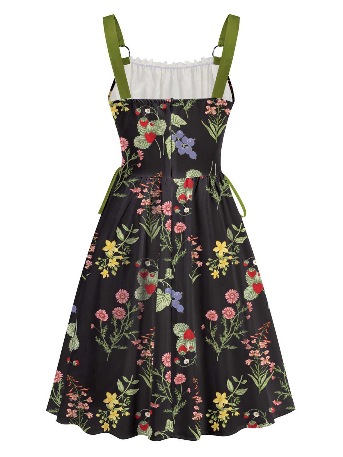1950er Träger Blumen Schnürung Korsett Kleid - Image 2