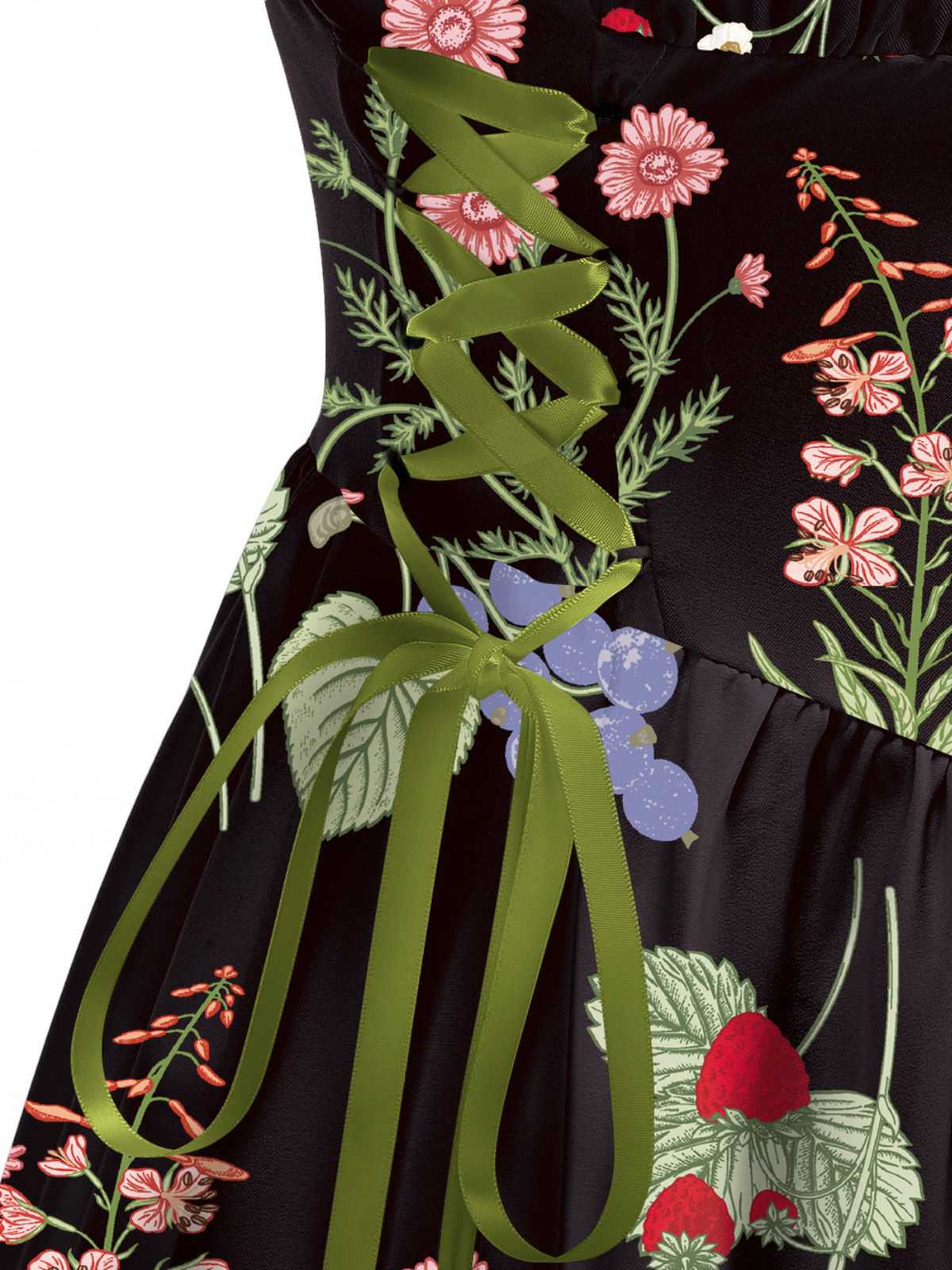 1950er Träger Blumen Schnürung Korsett Kleid - Image 3