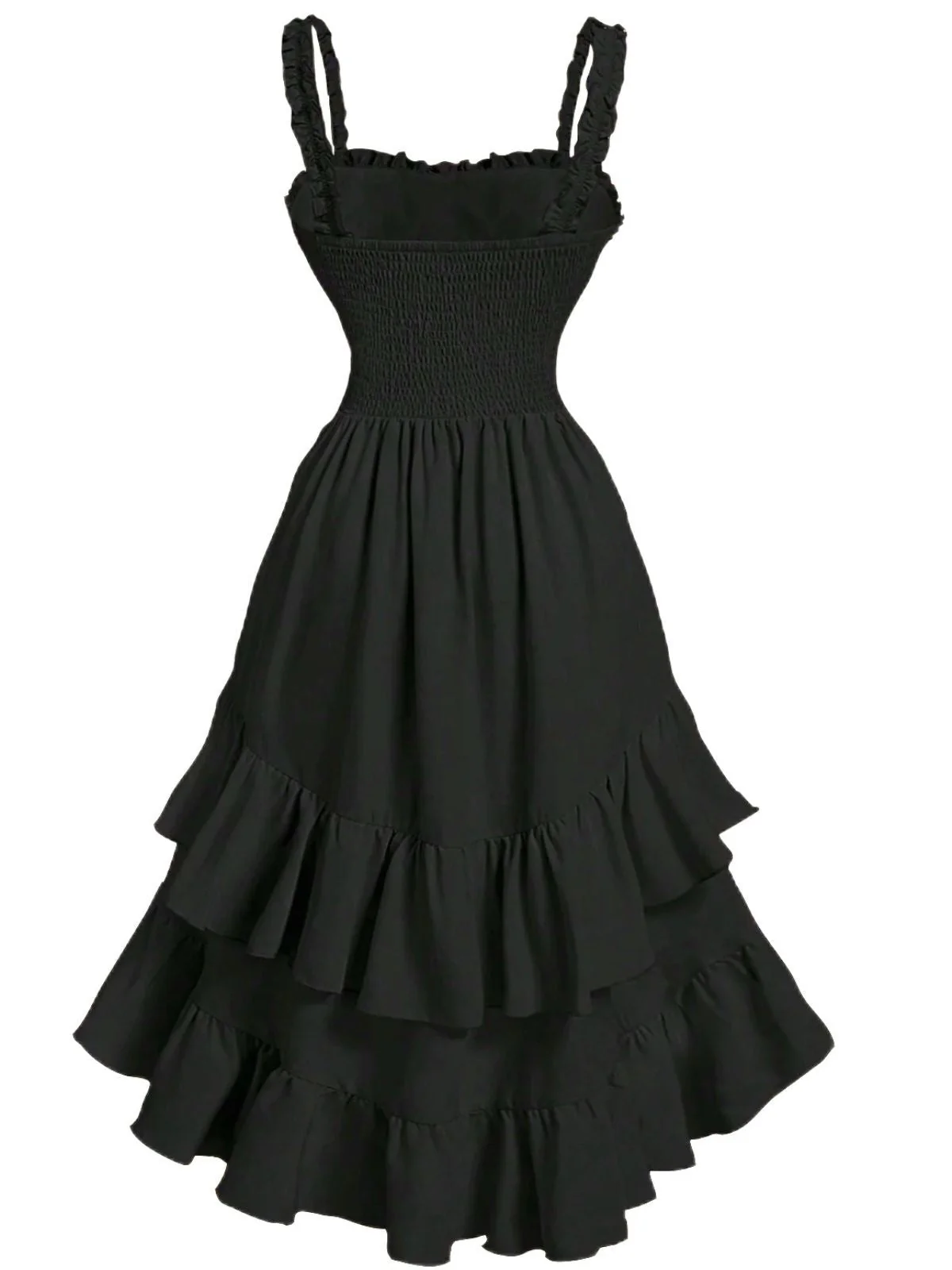 1950er Träger Gerafft Gestuft Rüschen Saum Kleid - Image 10