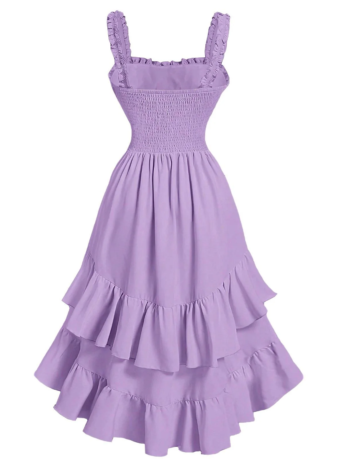 1950er Träger Gerafft Gestuft Rüschen Saum Kleid - Image 3
