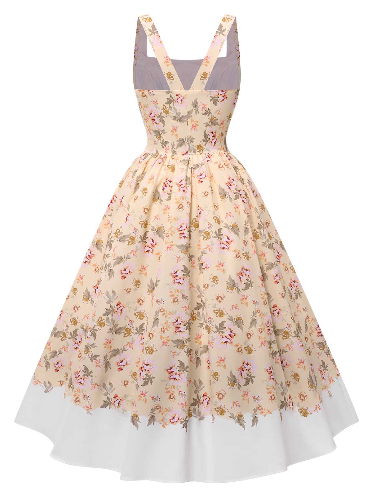 1950er Träger Quadratischer Hals Korsett Blumen Kleid - Image 3