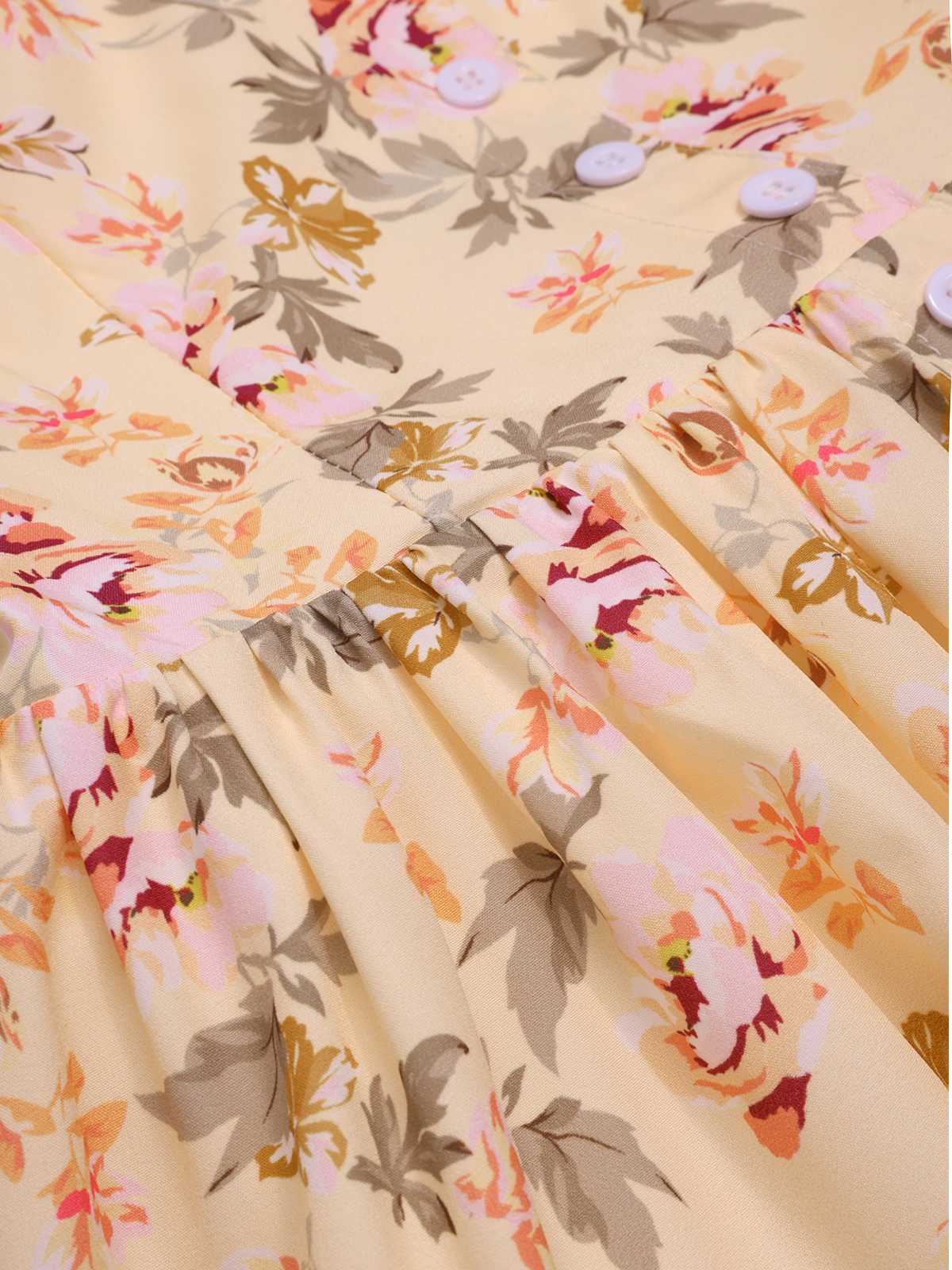 1950er Träger Quadratischer Hals Korsett Blumen Kleid - Image 4