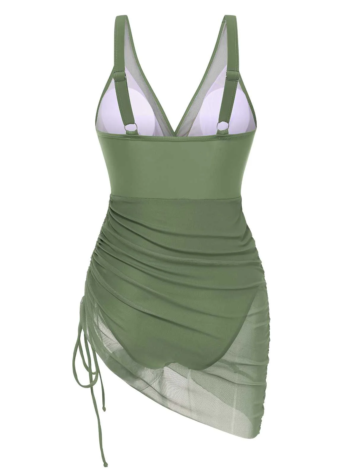 1950er Träger Sheer Netz Solide Badeanzug - Image 2