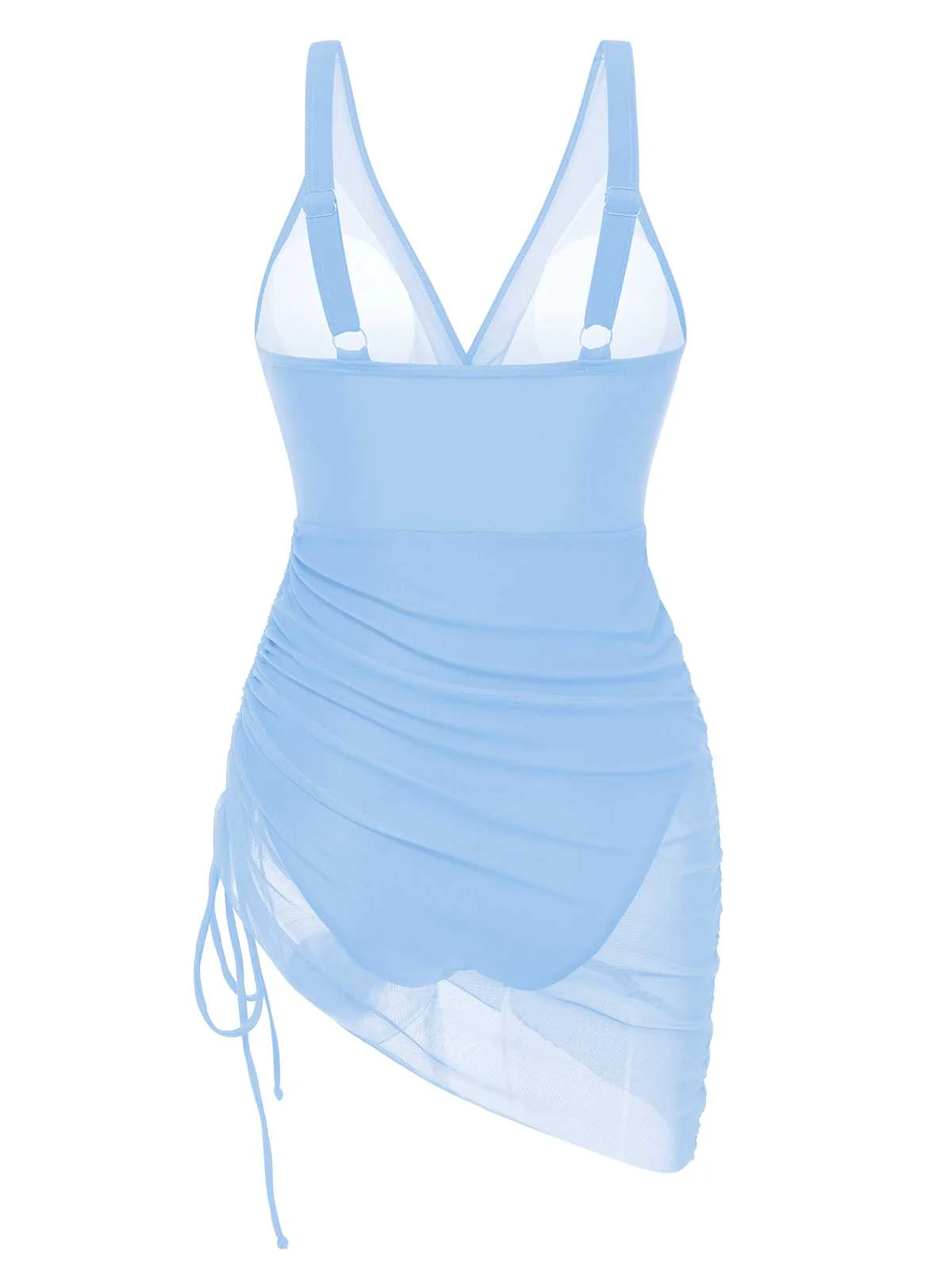 1950er Träger Sheer Netz Solide Badeanzug - Image 4