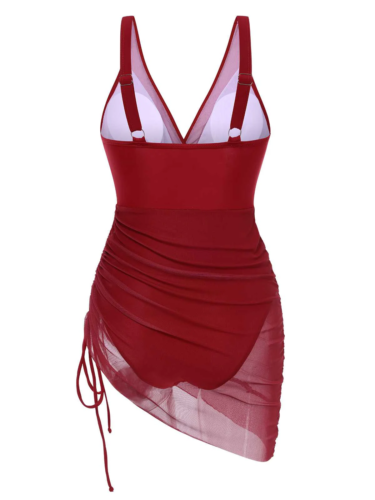 1950er Träger Sheer Netz Solide Badeanzug - Image 7