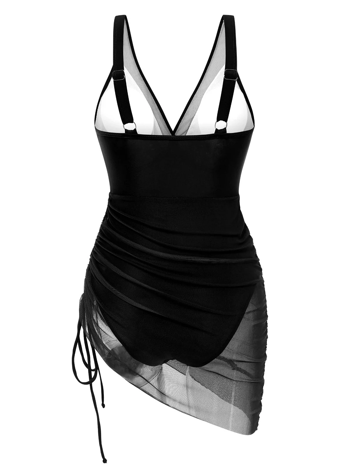 1950er Träger Sheer Netz Solide Badeanzug - Image 9