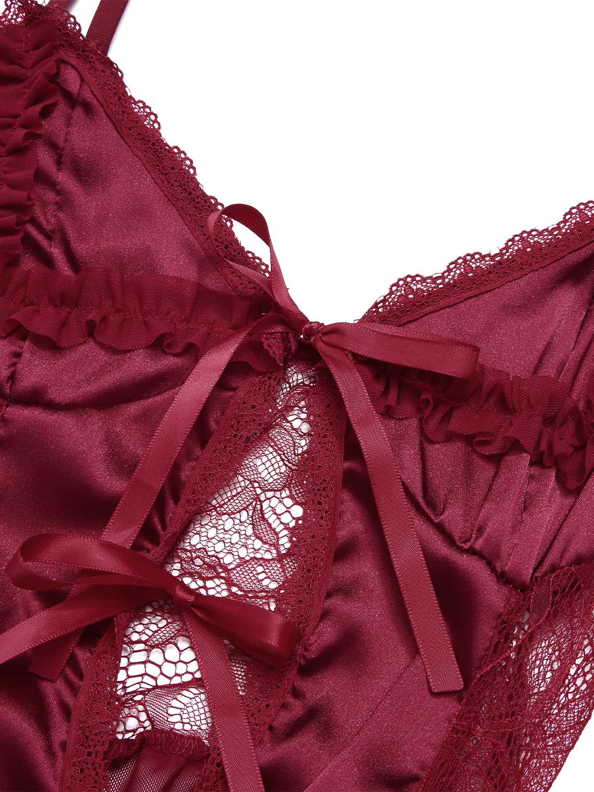 1950er Träger Sheer Spitze Satin Bogen Nachthemd - Image 4