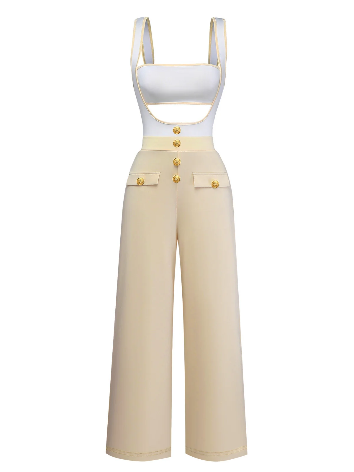 1950er Trägerlos Cut-Out Patchwork Jumpsuit Set - Image 4